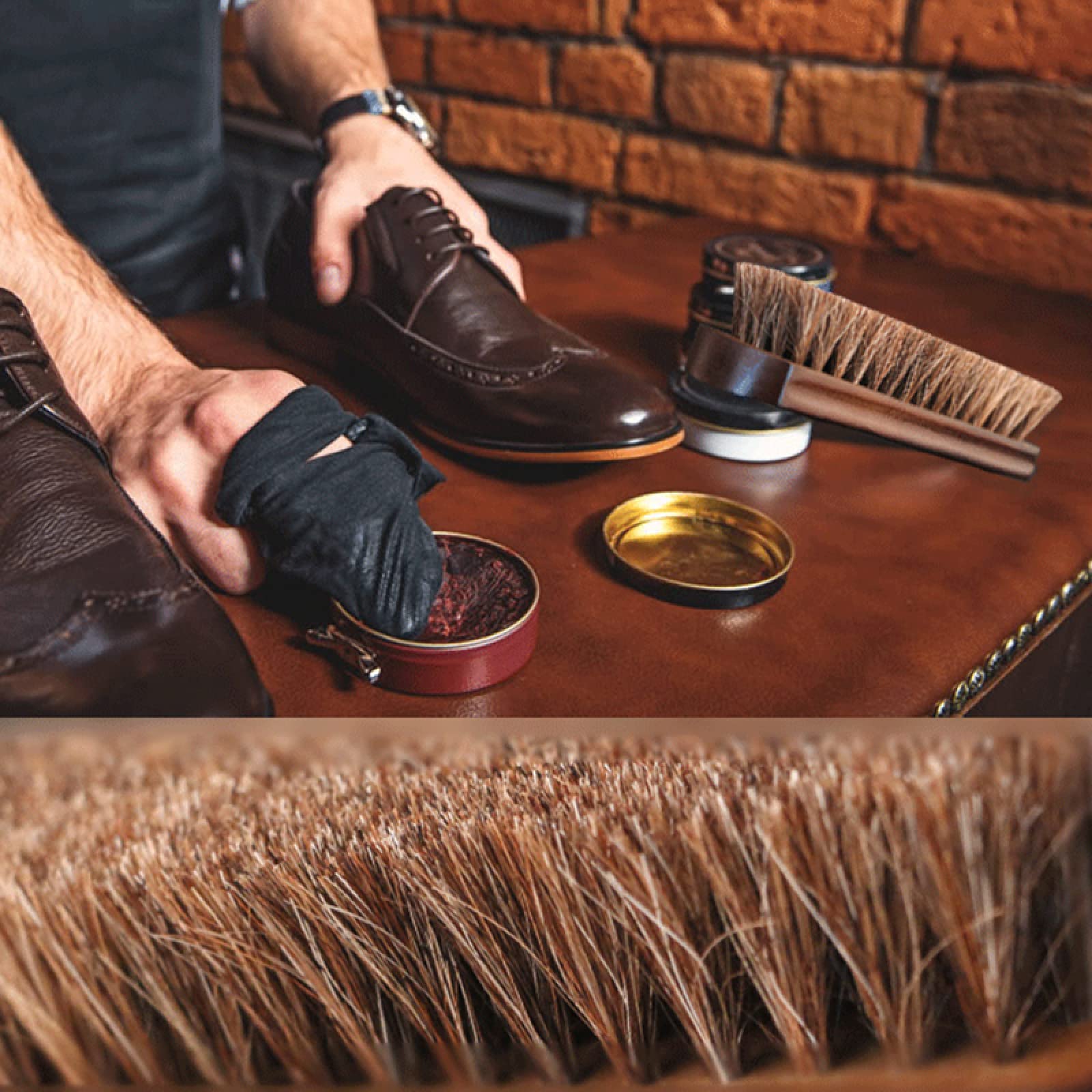 Spazzola Per Lucidatura In Crine Di Cavallo Manico In Legno Uso Per Scarpe In Pelle Borsa Cappotto Seggiolino Auto Rimozione E Lucidatura Della Polvere Morbida,5 Pezzi