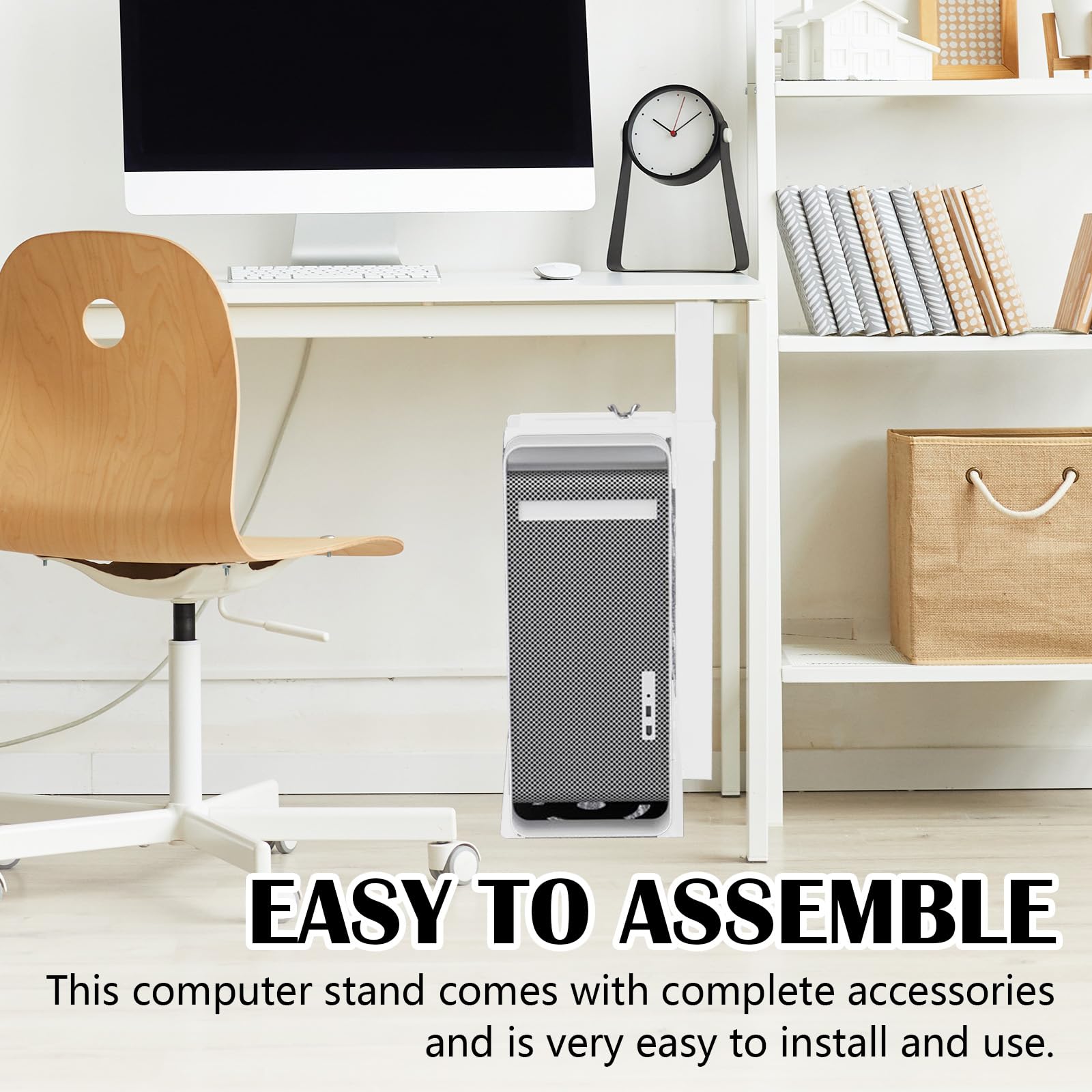 Soporte para Pc Debajo del Escritorio, Soporte para Torre De Pc Soportes para Computadora Colgante Ahorro De Espacio Altura Y Ancho Ajustables Blanco