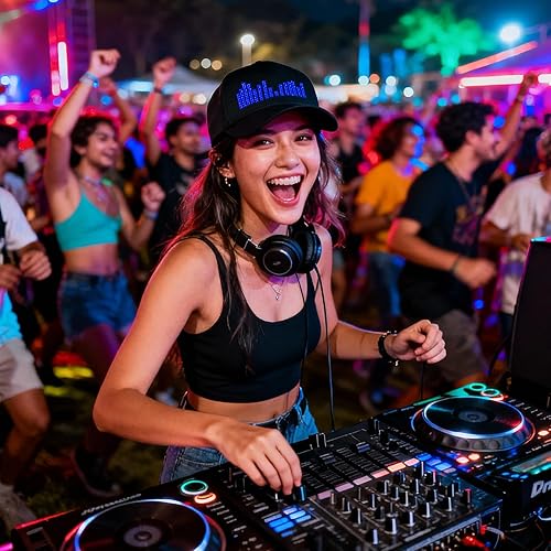 Miniatura 6 de Sombrero LED animado Bluetooth personalizado texto animación graffiti tapas LED programables para hip hop baile calle fiesta bar regalos