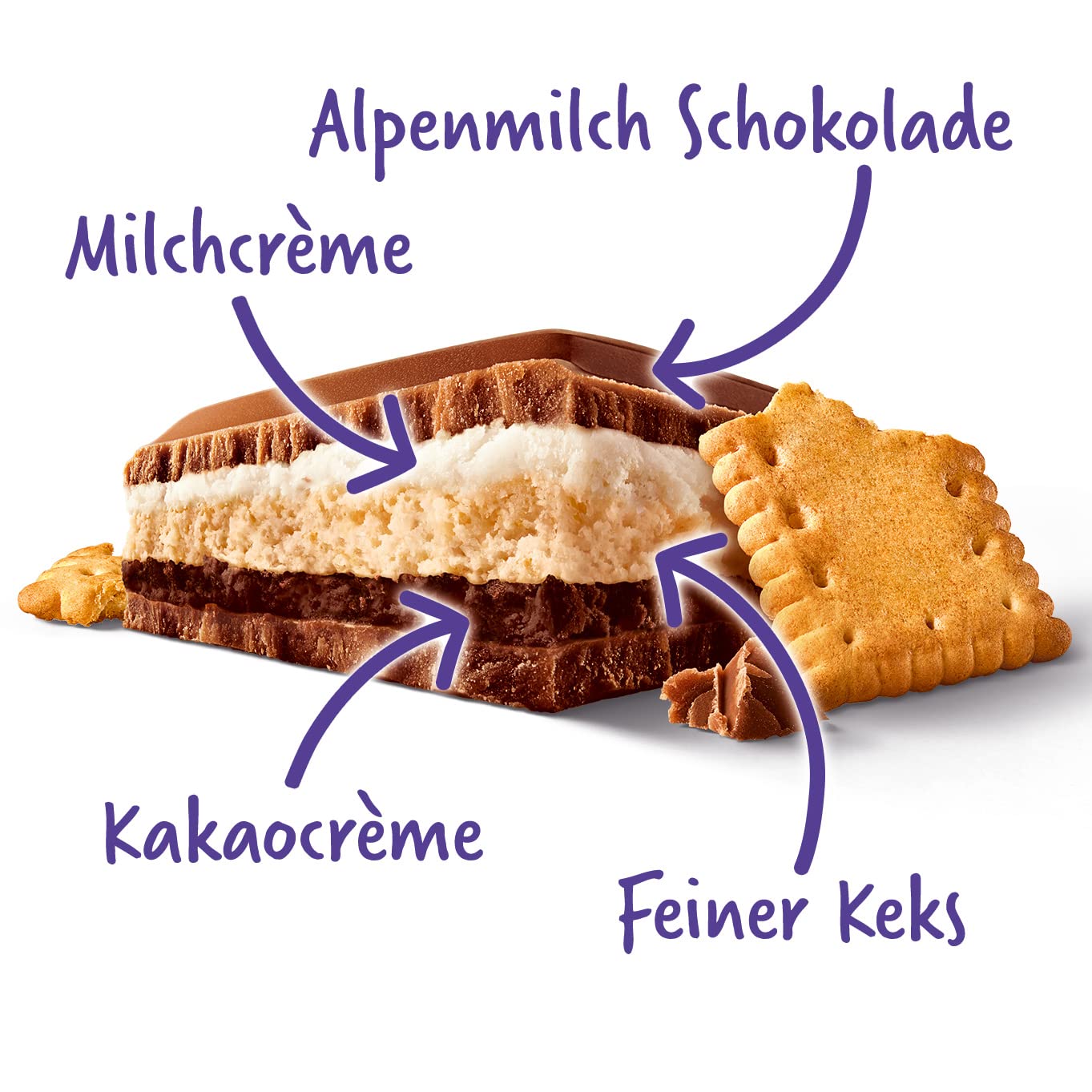 Milka Schoko und Keks 12 x 300g Großtafel, Zartschmelzende Schokoladentafel mit knusprigem Keks