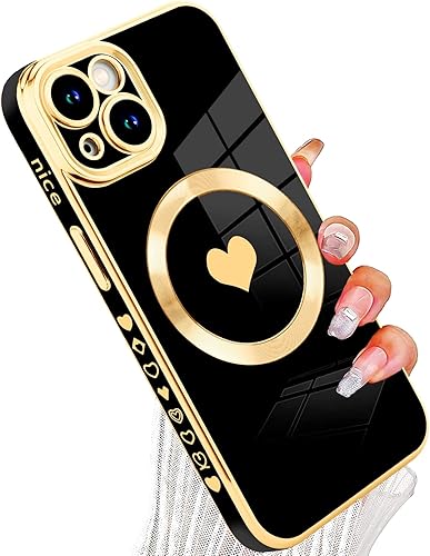 tharlet Funda diseñada para iPhone 14, bonita funda de lujo con borde chapado compatible con Magsafe, protección de esquinas elevadas con cubierta tharlet Funda diseñada para iPhone 14, bonita funda de lujo con borde chapado compatible con Magsafe, protección de esquinas elevadas con cubierta