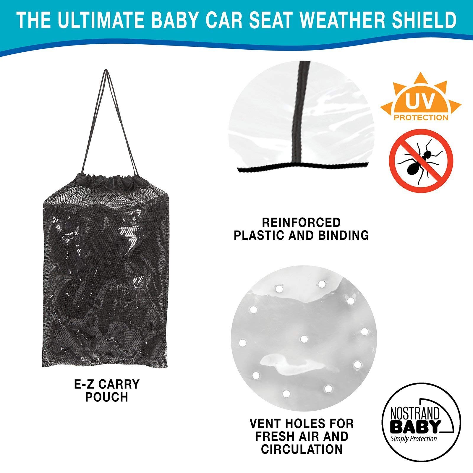 Cubierta universal de la lluvia del asiento del coche del clima del bebé impermeable, protege del polvo de la