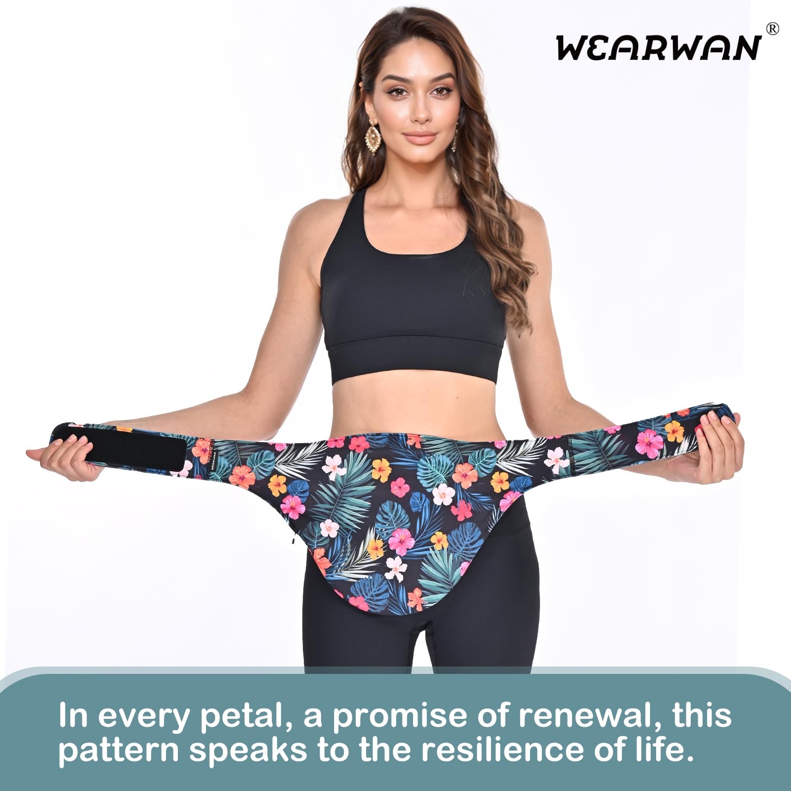 WearWan Colostomy Bag Covers for Men and Women, Stylish Ostomy Belt to Hold Colostomy Bags, Ostomy Belts for Men Abdomen, Hibiscus (M)