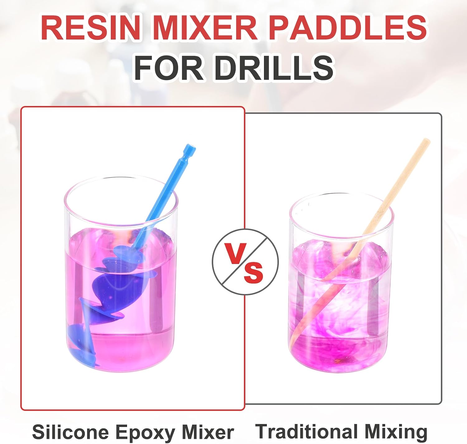 MECCANIXITY 8 Pcs Drill Paint Mixer Epoxy Resin Mixer Helix Reusable Silicone Paint Stirrer Attachment for Power Tool Drills Mixing Resin Pigment Epoxy Silicone(Red) image 5