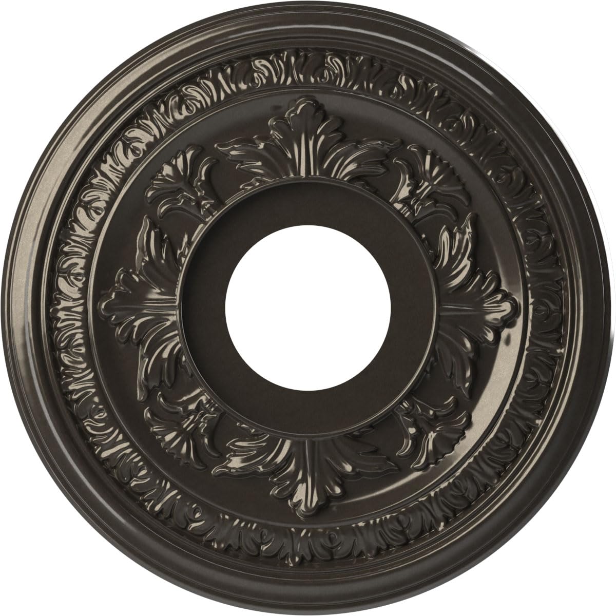 Ekena Millwork CMP13BACCH Baltimore Thermoformed PVC Ceiling Medallion (Fits Canopies up to 5 1/4"), 13"OD x 3 1/2"ID x 3/4"P, Metallic Charcoal