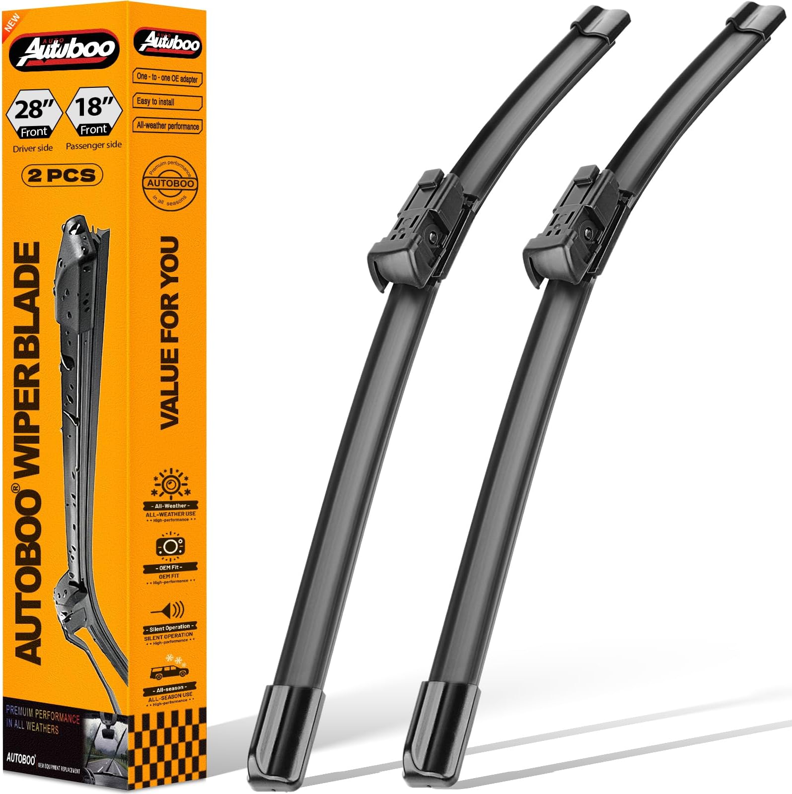 AUTOBOO 28"+18" Windshield Wipers Replacement for Tesla Model S 2012-2020 -Original Factory Quality (Pack of 2)