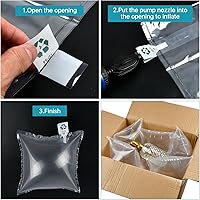 Vista 3 de 200 bolsas de aire de embalaje, almohadas de aire para envío, bolsas de cojín de aire de plástico transparente, bolsas protectoras inflables