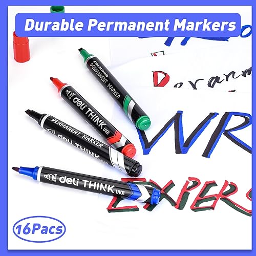 Miniatura 4 de Juego de 16 marcadores permanentes, punta de bala de 0.079 pulgadas, sin manchas, para madera, papel de plástico, metal, marcadores para escuela,