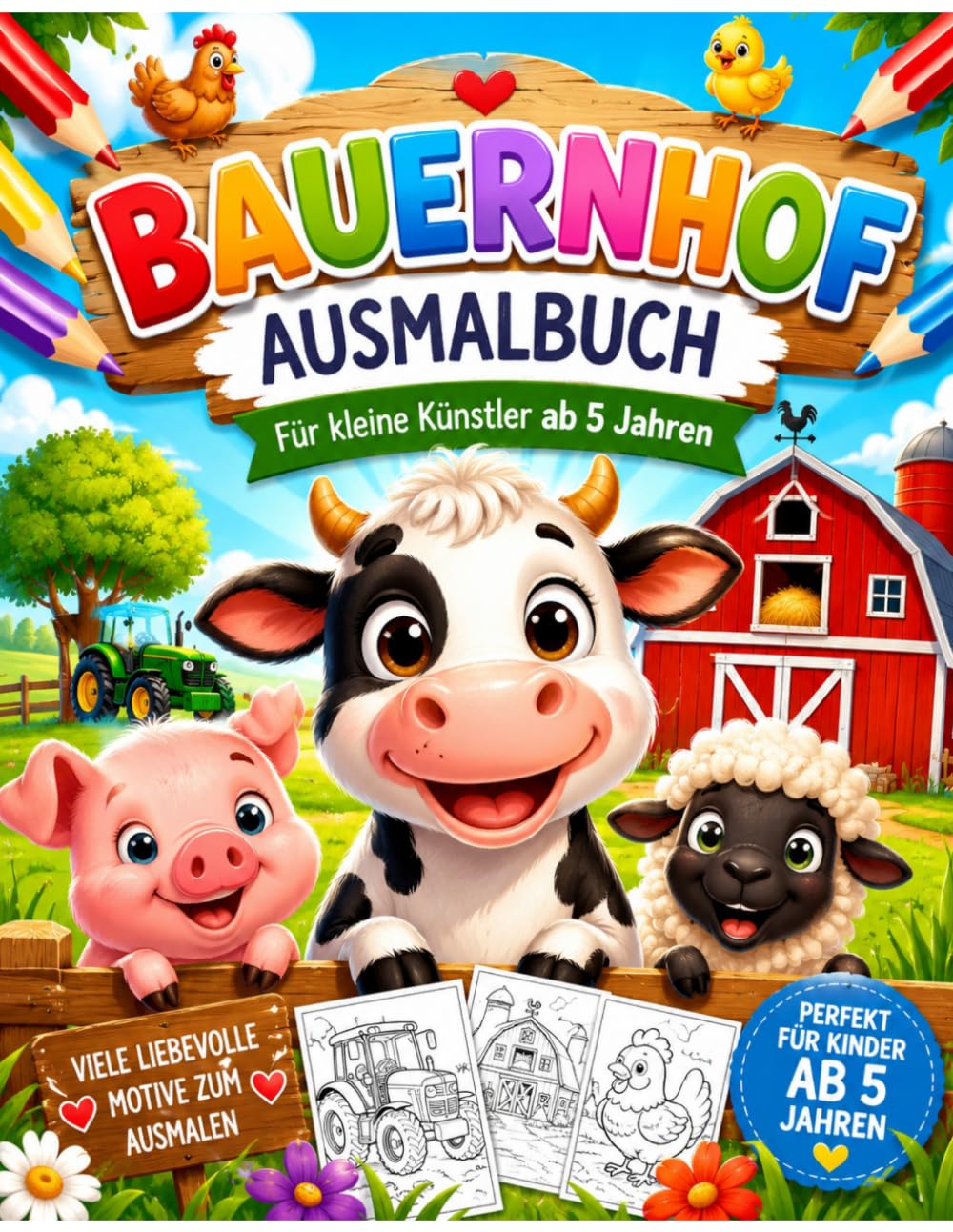 Bauernhof Ausmalbuch: Für kleine Künstler ab 5 Jahren