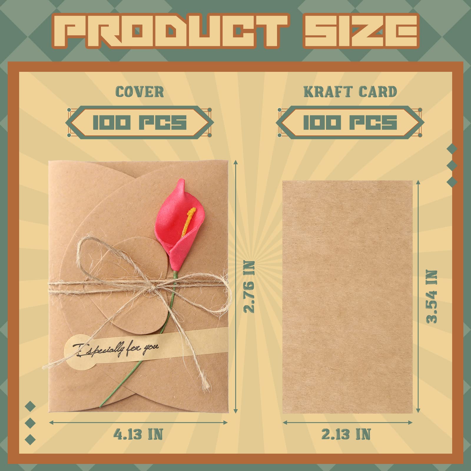 Lot de 100 cartes de vœux de remerciement avec enveloppes pour Noël, mariage, anniversaire, fête prénatale