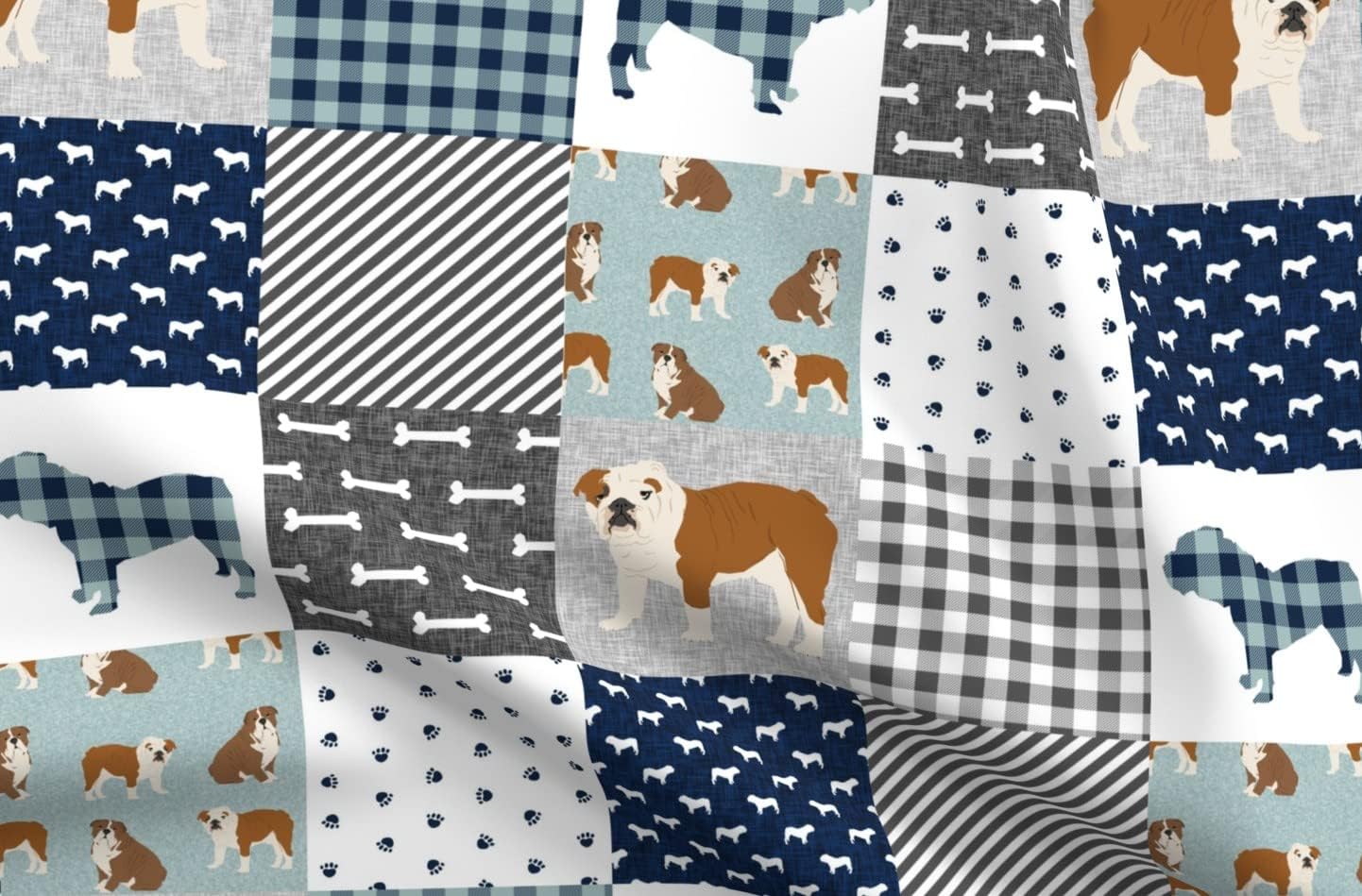 Spoonflower Fabric - English Bulldog Pet Quilt Dog Breed Collection Cheater Bulldogs Dogs Printed on Polartec(R) Fleece Fabric by The Yard - Sewing Blankets Loungewear and No-Sew