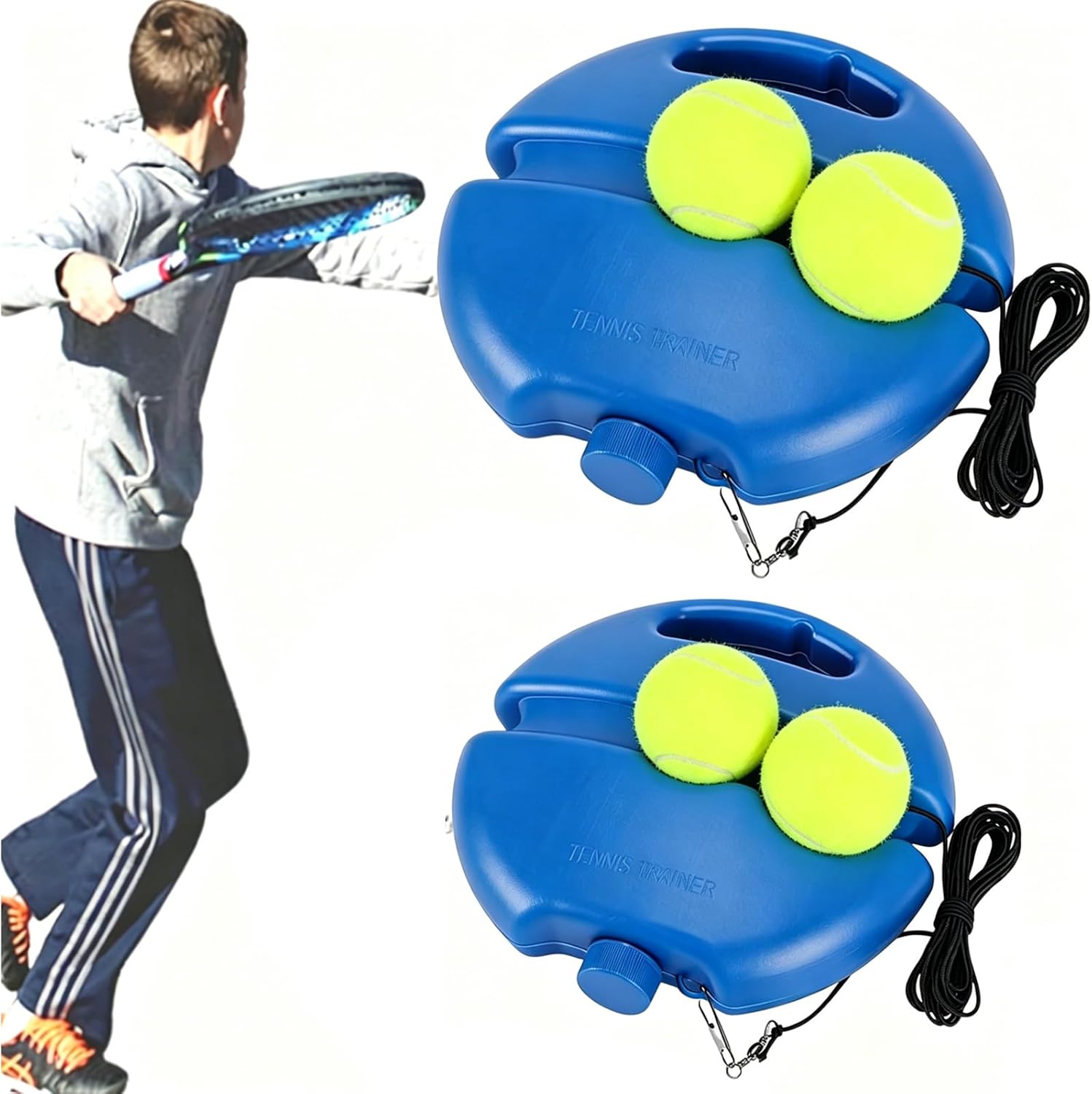 Self Tennis Practice Solo TennisTrainer, Solo TennisPractice Rebounder Ball with String and Weighted Base, Portable Self Training Tool for Beginners, Indoor Outdoor Tennis Return Equipment