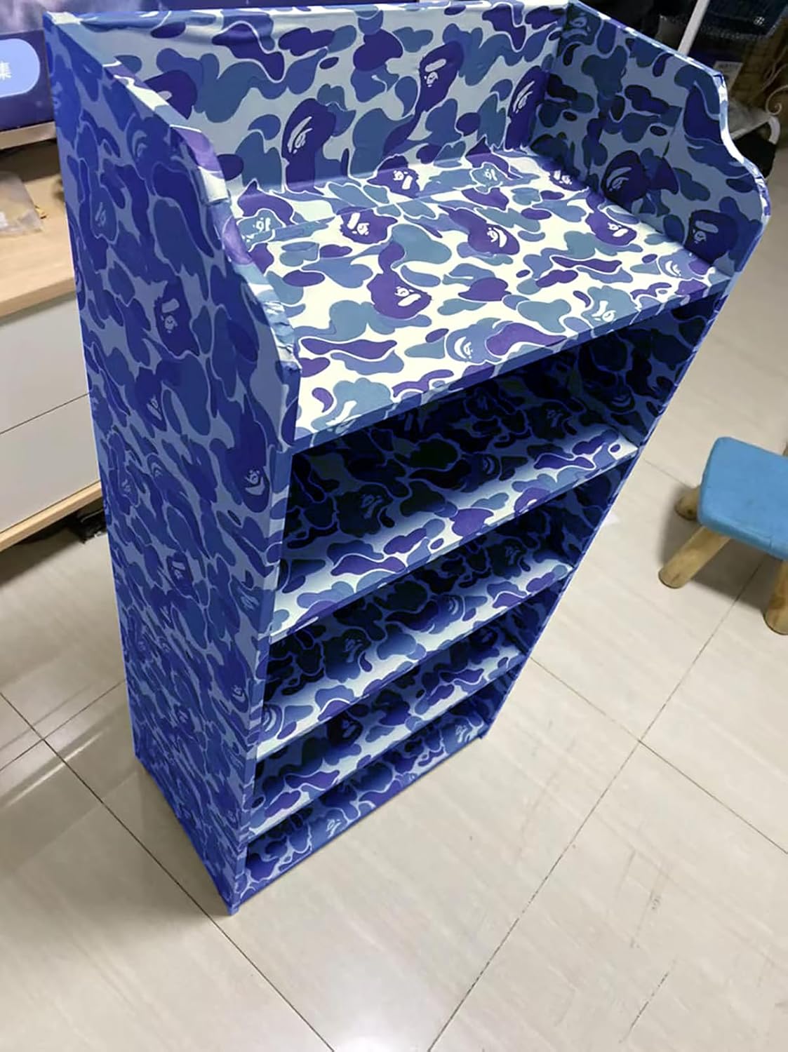 Self-Adhesive Vinyl Blue Camouflage Contact Paper Peel and Stick Camouflage Wallpaper for Walls Cabinets Furniture Door Classroom Arts Crafts Removable 17.7x117 Inches