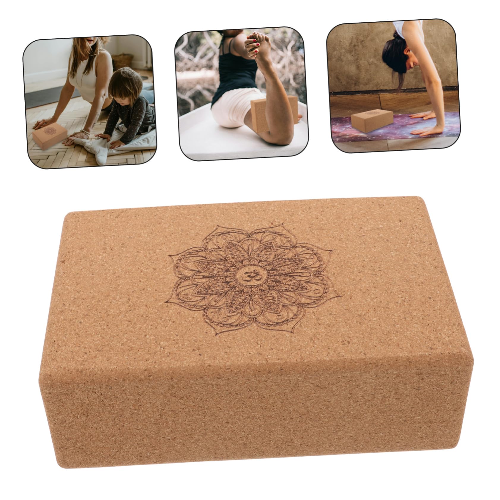 HEMOTON Yoga Liège Densité Accessoire Yoga Portable avec Mandala pour Renforcement Musculaire Flexibilité