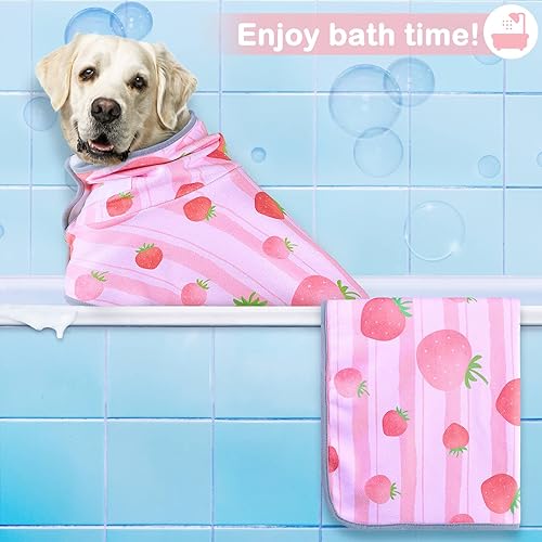 Miniatura 4 de Toallas para perros de secado de perros, bata de baño súper absorbente con adhesivo mágico ajustable, toalla de baño para perros de secado rápido,