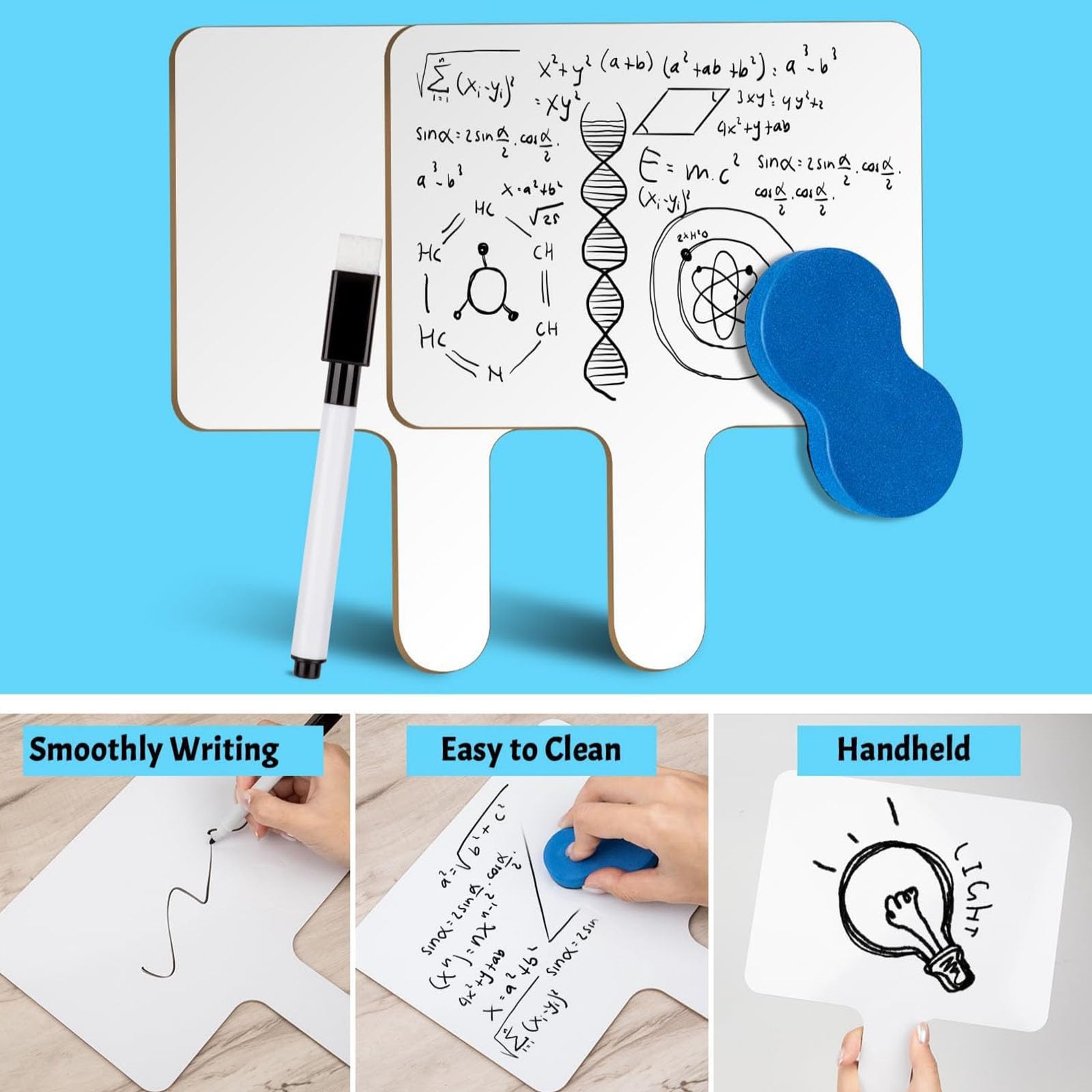 10-teiliges doppelseitiges Whiteboard Set mit rutschfestem