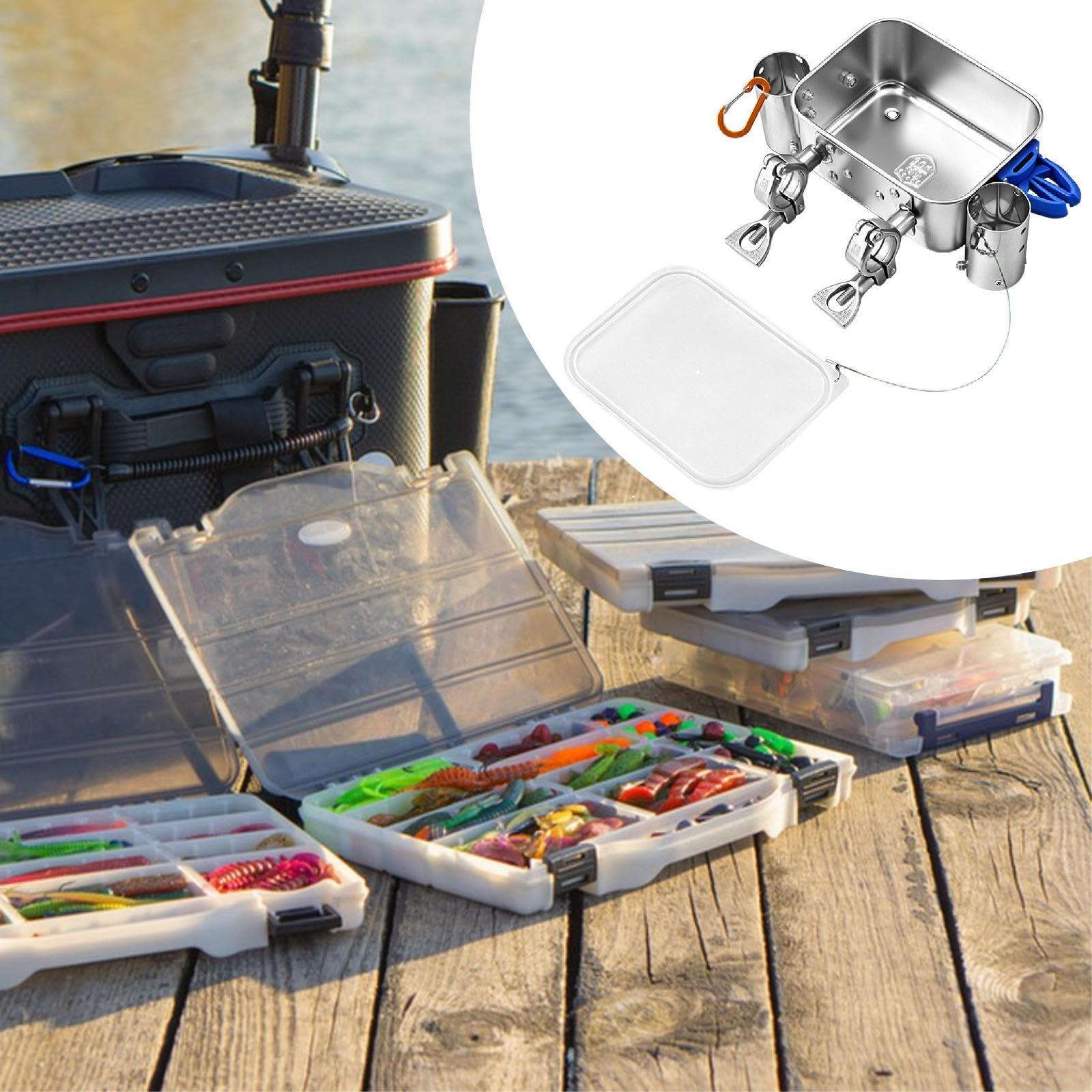 Scatola per Esche per Pescatori in Barca: Facile Installazione, Grande capacità, Contenitore per Esche in Acciaio Inossidabile.