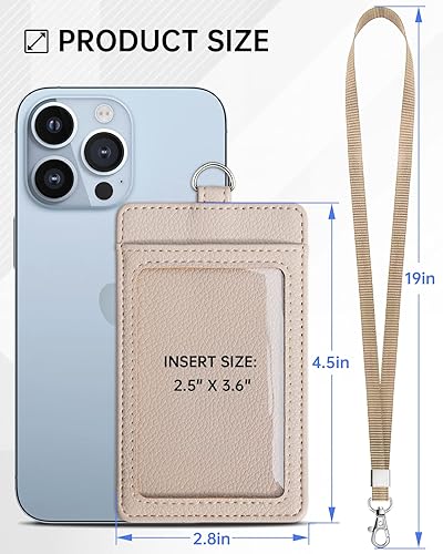 Miniatura 240 de Teskyer - Soporte para tarjetas de identificación con cordón, soporte de cuero para tarjetas de identificación, portatarjetas con cordón, vertical