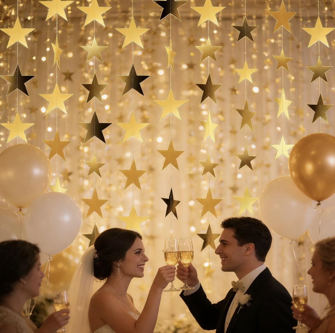 Gold Star Garland Banner - 7 Pack for Parties & Events -5