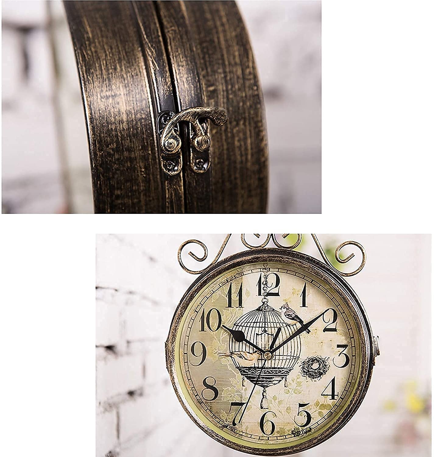 Orologio da parete da giardino, resistente alle intemperie, per esterni, 30,5 cm, retro double-face, per interni ed esterni, da appendere e decorazione antica, orologio da parete per esterni e