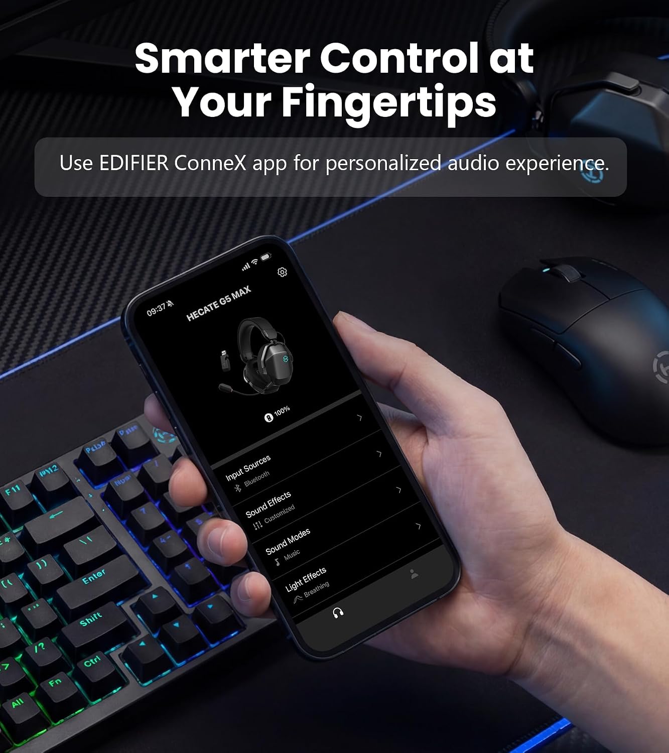 Edifier G5 MAX Gaming Headset, 305H Battery, THX Audio, Space Grey | 53mm Driver, AI Noise-Canceling Detachable Mic, RGB Lighting. Hi-Res Audio Wireless, Compatible with PC, Console & Mobile 11