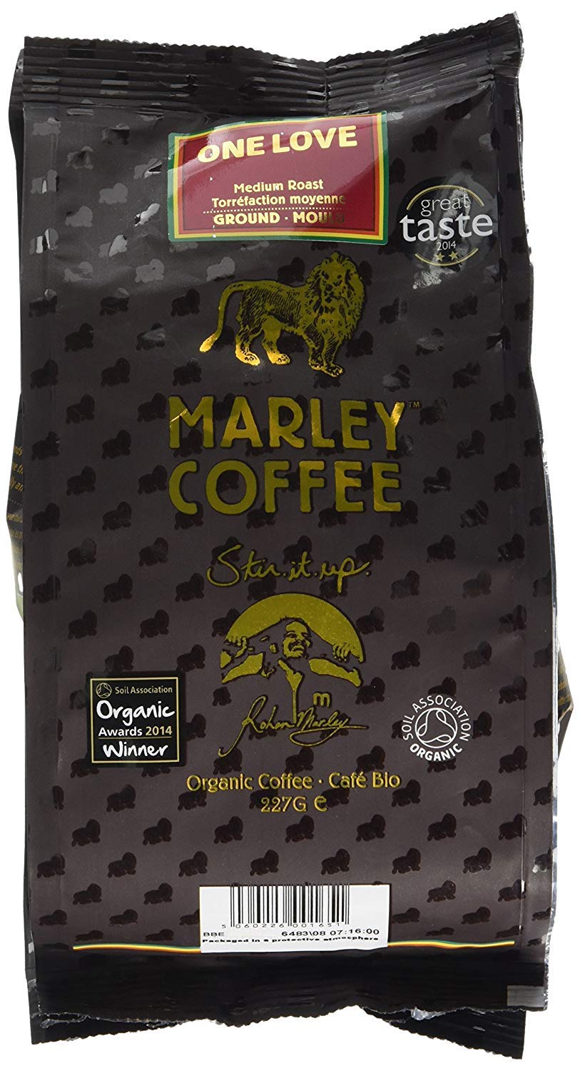 Marley Coffee One Love Medium Pieczenie mielona kawa 227 gramów (opakowanie 4 szt.)