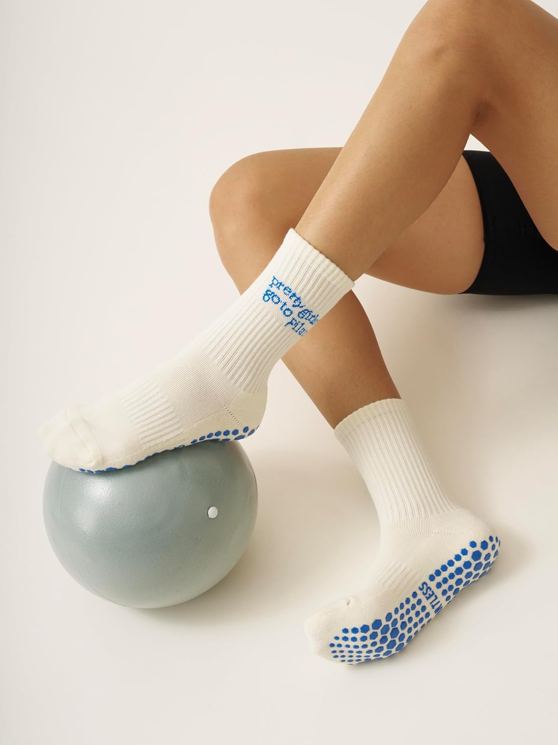 Shapes Studio Crew Half Calf Grip Socks, Cutest Fruits Pilates Socks, Ruffle socks, Non-Slip, Barre Yoga Fitness - Image 3