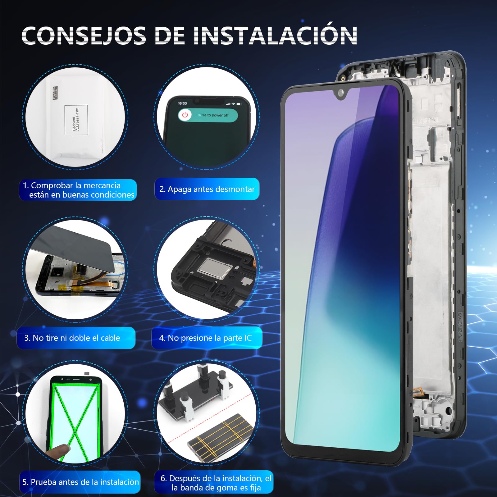 RongZy Pantalla para Xiaomi Redmi 14C 4G Táctil LCD de Repuesto Ensamblaje Digitalizador Reemplazo para Redmi 14C 4G con Herramientas de Reparación (Negro con Marco)