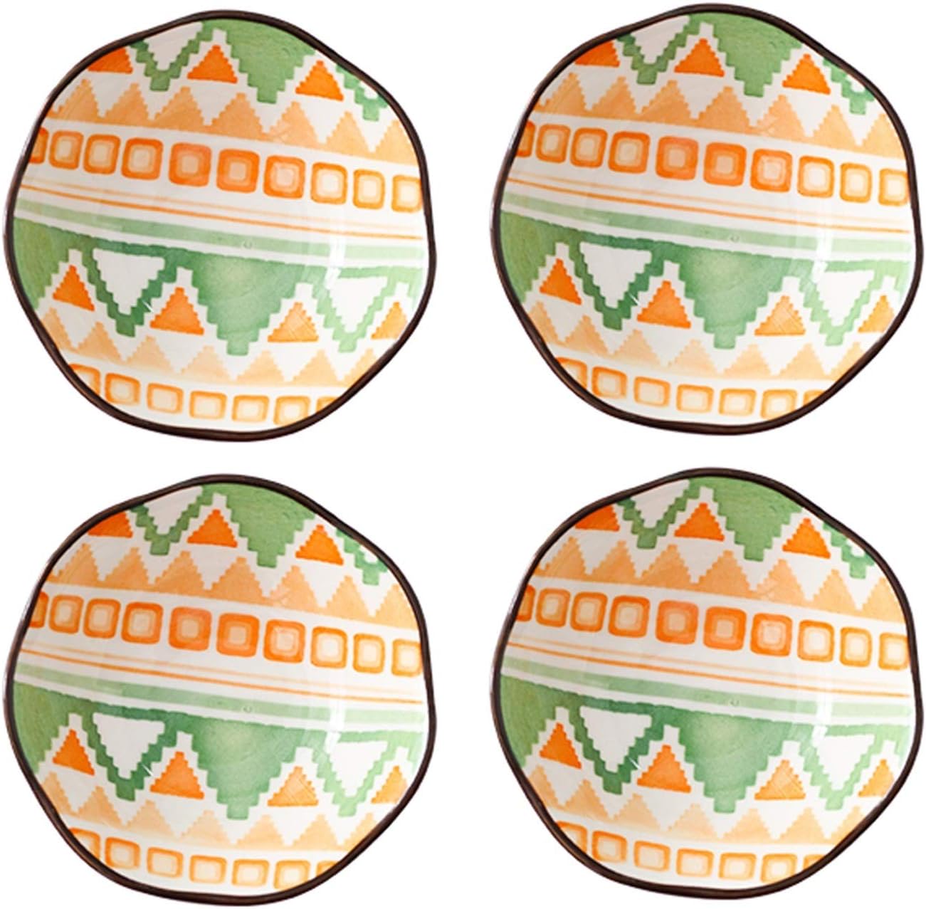 GeRRiT Snack Serving Dishes Ceramic Sauce Dishes Soy Vinegar Dipping Plate Seasoning Saucer Condiment Dish Ketchup Dipping Bowls for Home Set Of 4 Dessert Dishes