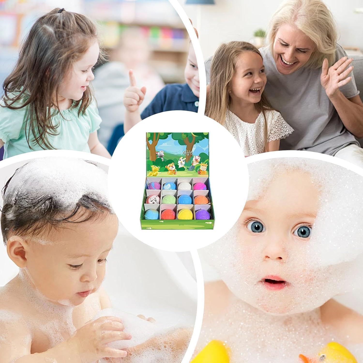 Bubble Baths Sphere Kids, 12pcs Organic Foam, 2.09x2.09 Inches Ball Materials with Animal Figure, Bath Accessories for Children, Kit Build, Toys Accessory for Girls, Boys, Family, and Celebration Use