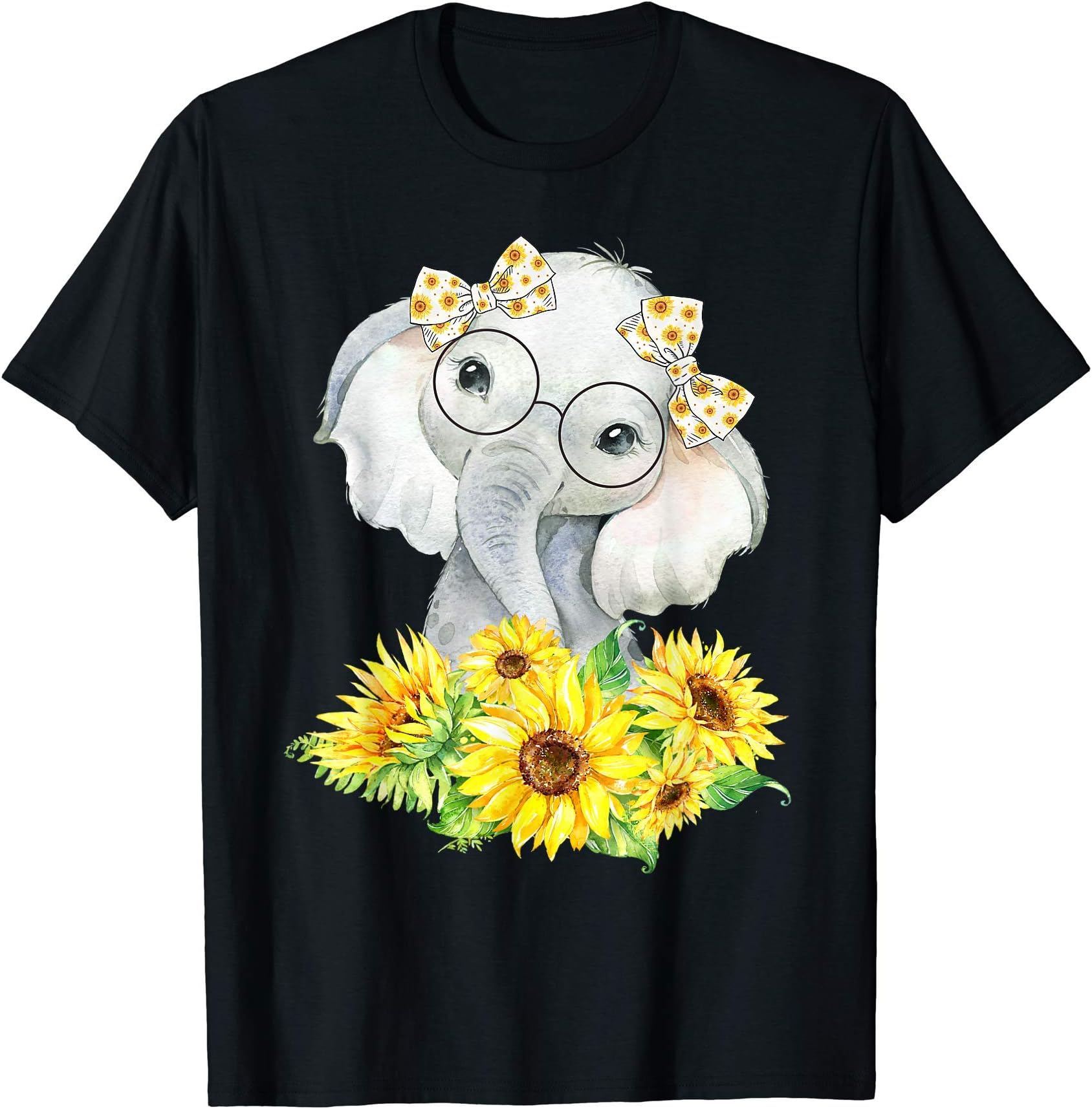 Cute Elephant Gifts For WomenElephant Sunflower Gifts for Girls Boys T-ShirtOEKO-TEX STANDARD 100