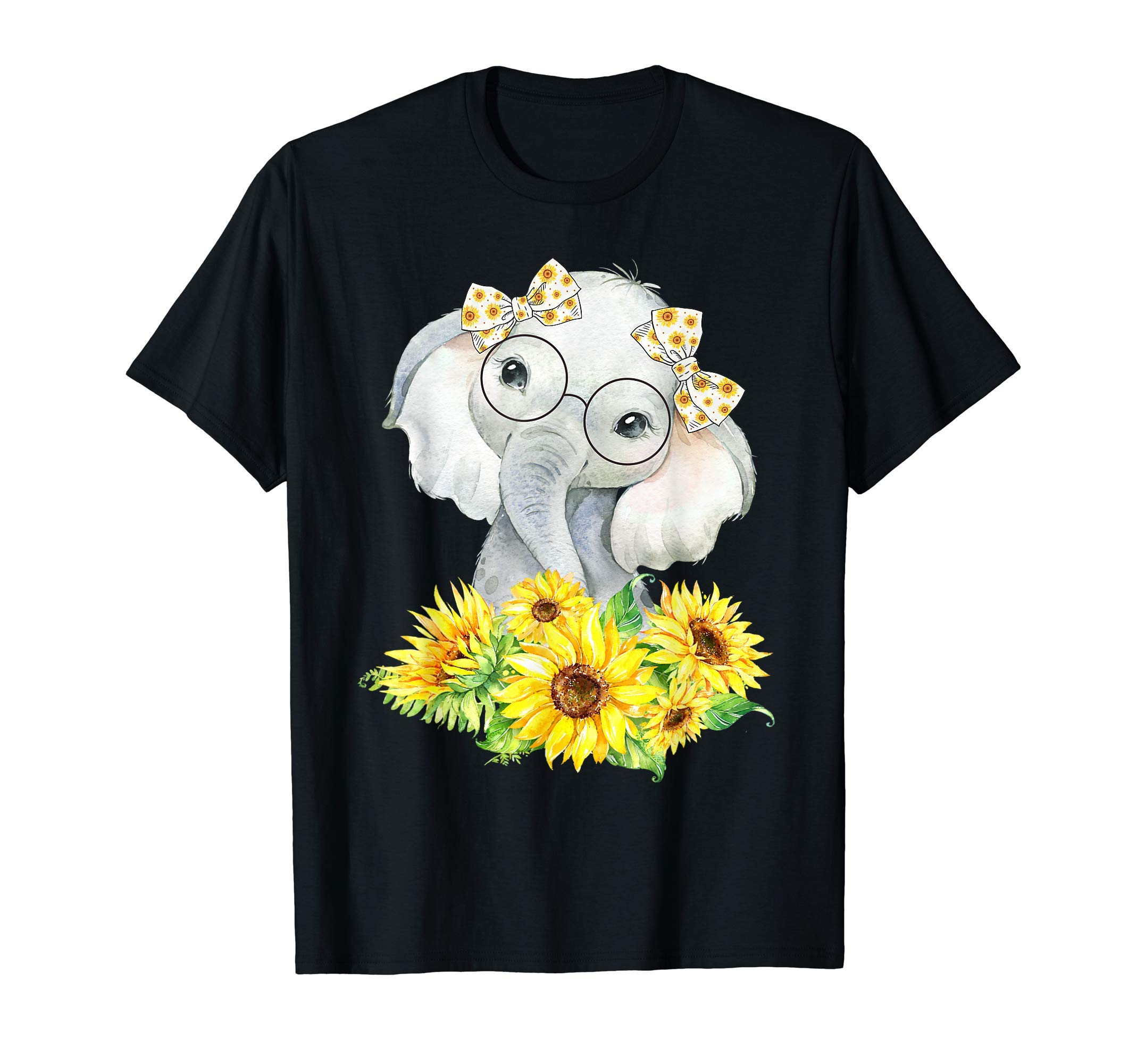 Cute Elephant Gifts For WomenElephant Sunflower Gifts for Girls Boys T-ShirtOEKO-TEX STANDARD 100
