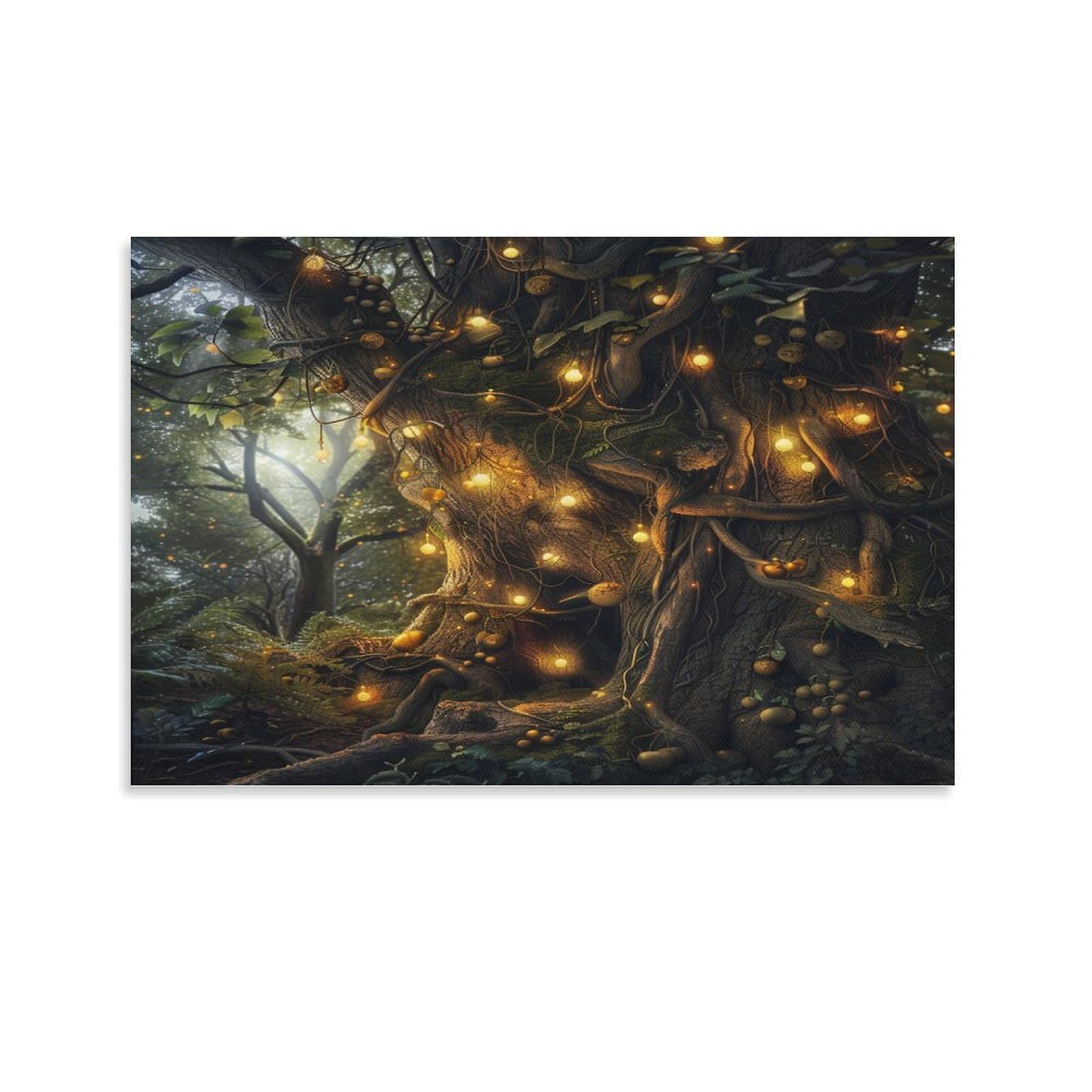 Euumkoo Unframed Mystery Tree Canvas Wall Art, Vintage Old Tree Magical Forest Picture Painting On Canvas, Print Poster Decoration Artwork For Home Living Room Bedroom Wall Decor Unframe 24X36inch(60X90cm)