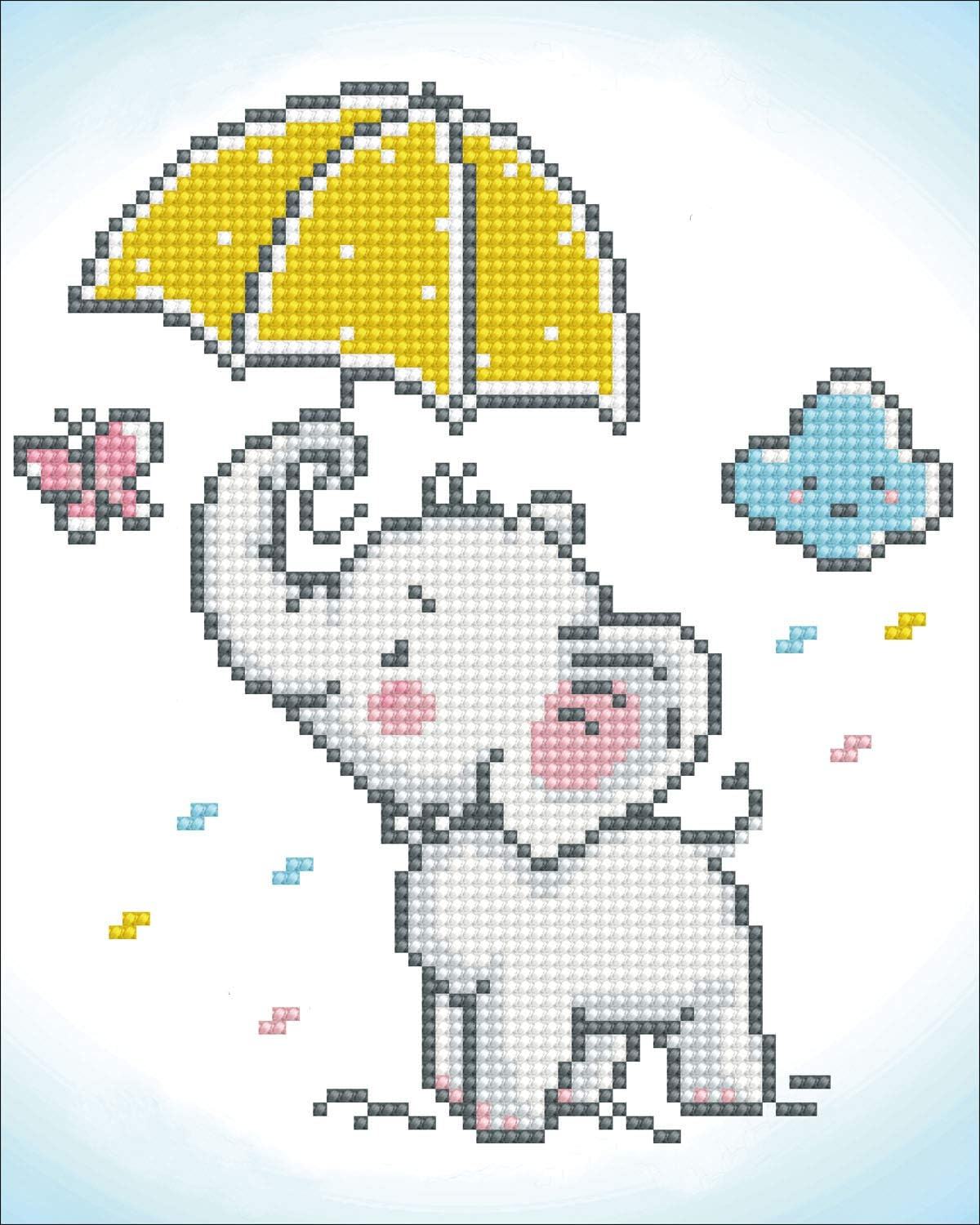 DIAMOND DOTZ Baby Brollie Elephant Diamond Painting Kits for Adults - Diamond Art Kits a Relaxing Creative Craft Kit with Dotz Gems 9.8"x7.9"