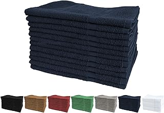J. Adler Salon Towels, 12-Pack | Navy Blue, 16 x 27 Inch, Economy Quality | 100% Pure Cotton Hand Towel, Commercial Grade | Perfect Gym, Spa, Facial, Shaving, Shampoo, Hair Drying, Barber Towels [Not Bleach Proof]