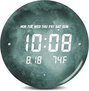 Digital LED Wall Clock for Home & Office, Moon, 12