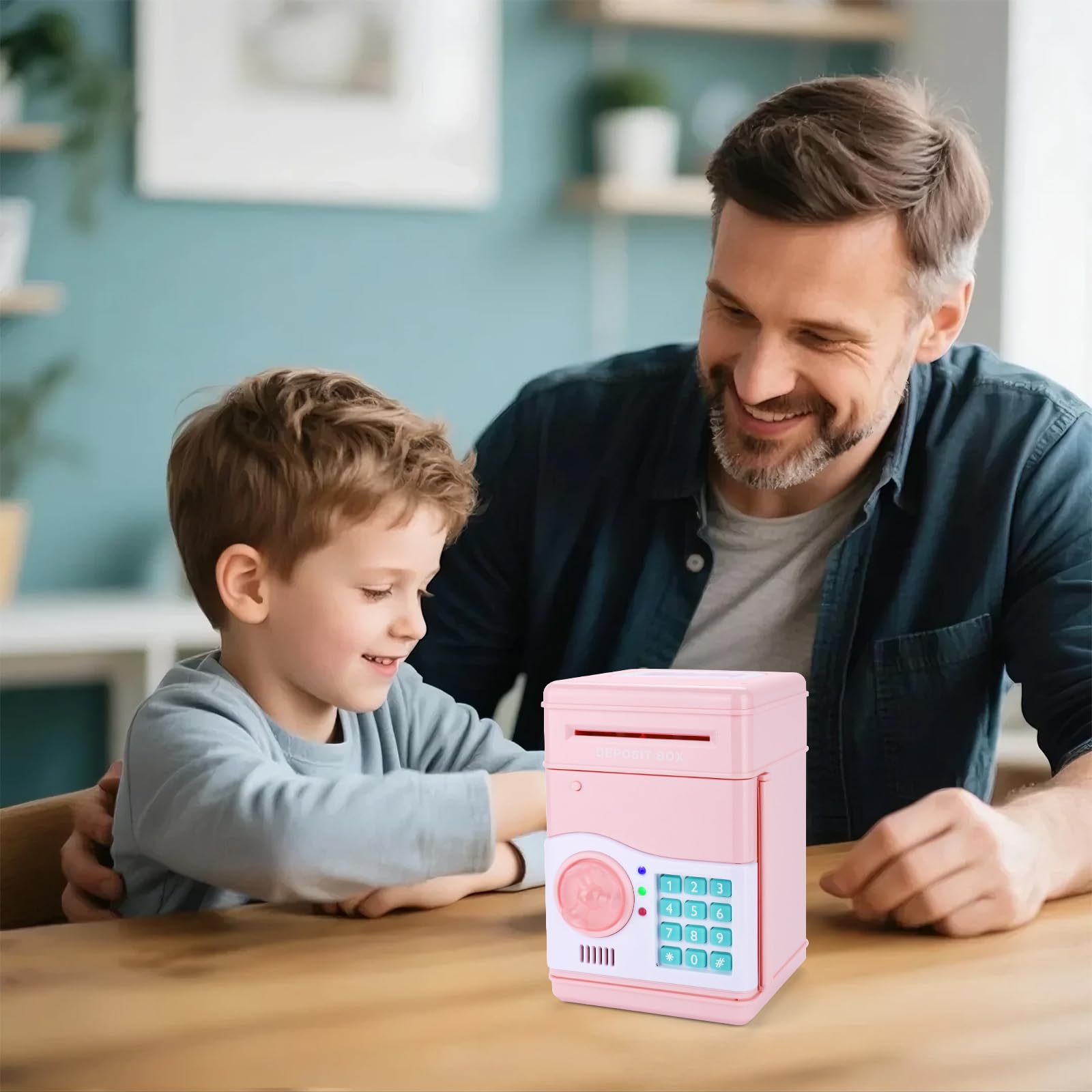 Salvadanaio Elettronico,Salvadanaio Bambini con Password,Funzione di accettazione automatica di contanti e verifica di banconote,Incluso 2 Adesivi,Cacciavite,Regalo per bambini dai 3 ai 12 anni