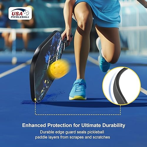 Miniatura 4 de Pickleball Paddles Set of 24, USAPA Approved Carbon Fiber Surface Pickle Ball Set - 14mm PP Honeycomb Core of Lightweight Pickleball Rackets