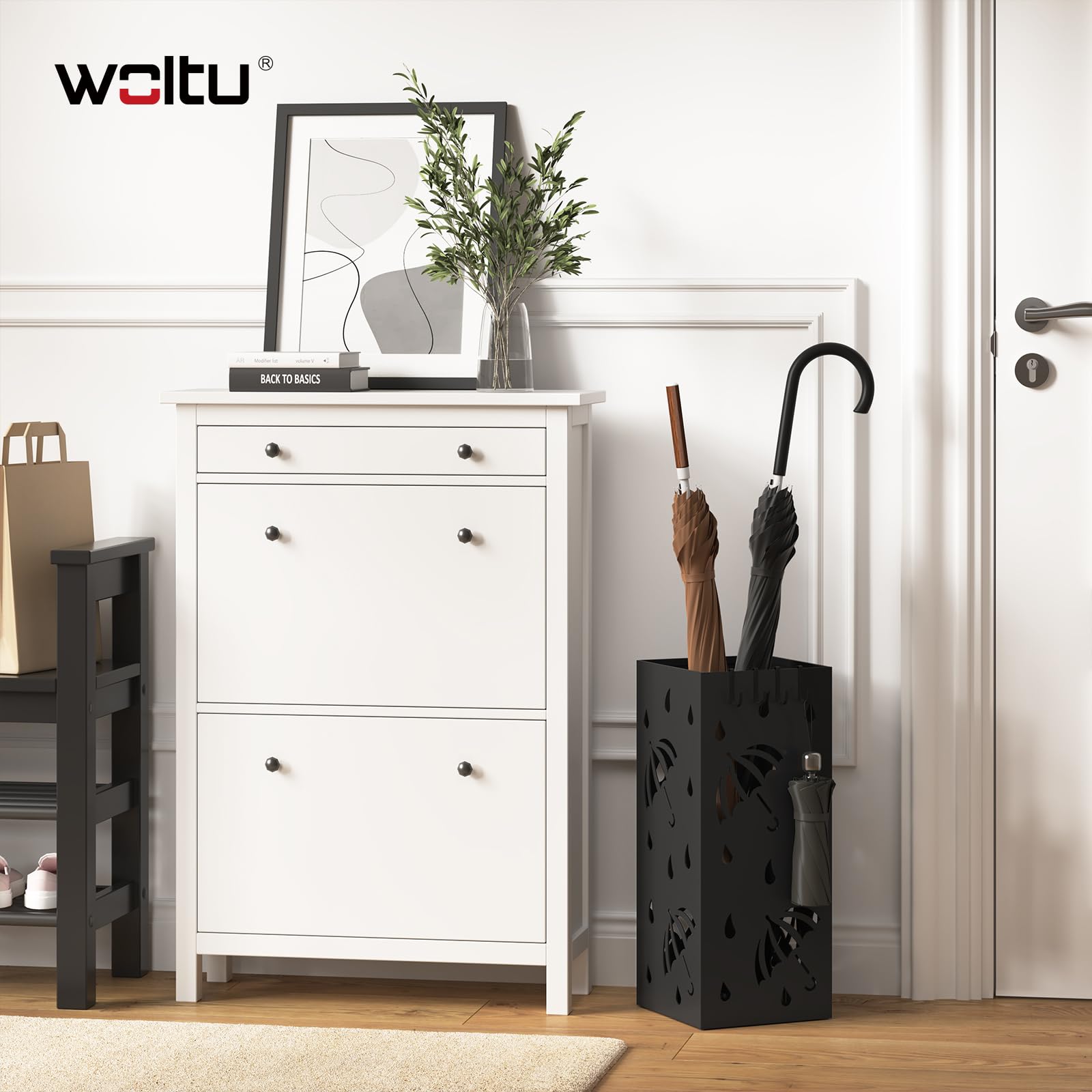 WOLTU Paragüero de Hierro 20x20x49 cm Antracita SST02an