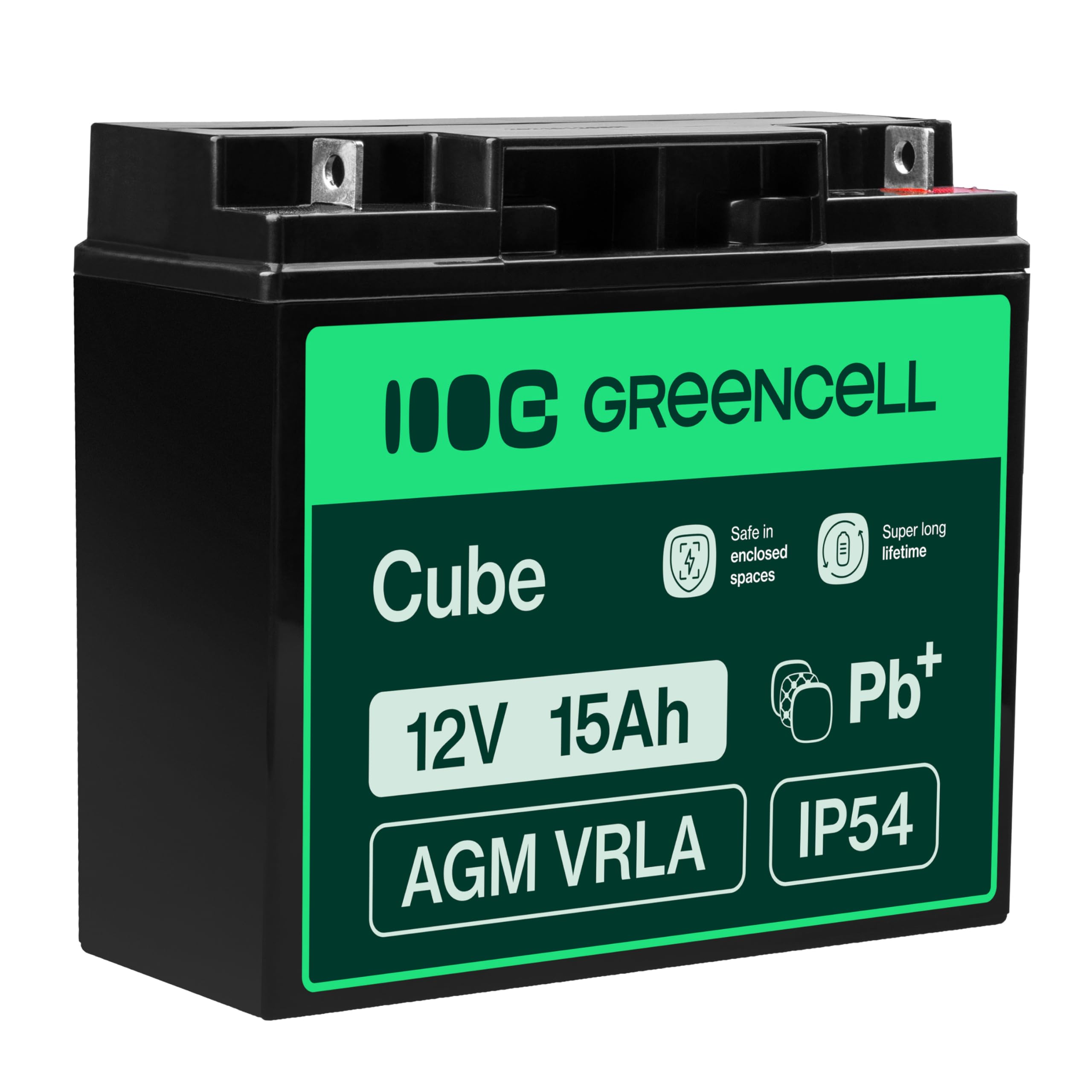 Green Cell AGM 12V 15Ah VRLA Batteria al Piombo per Casse e Bilance | Per Giocattoli per Bambini, Tosaerba, Sistemi di Allarme e Antincendio, Telecamere di Sorveglianza e Telecomunicazioni