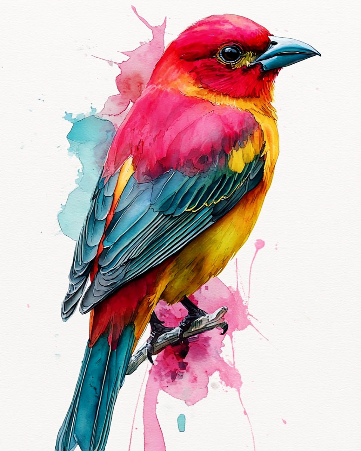 LIUBAISHI Paint by Numbers for Adults, Colourful Songbird Theme, 40x50 cm Acrylic Canvas Kit with Brushes and Paints