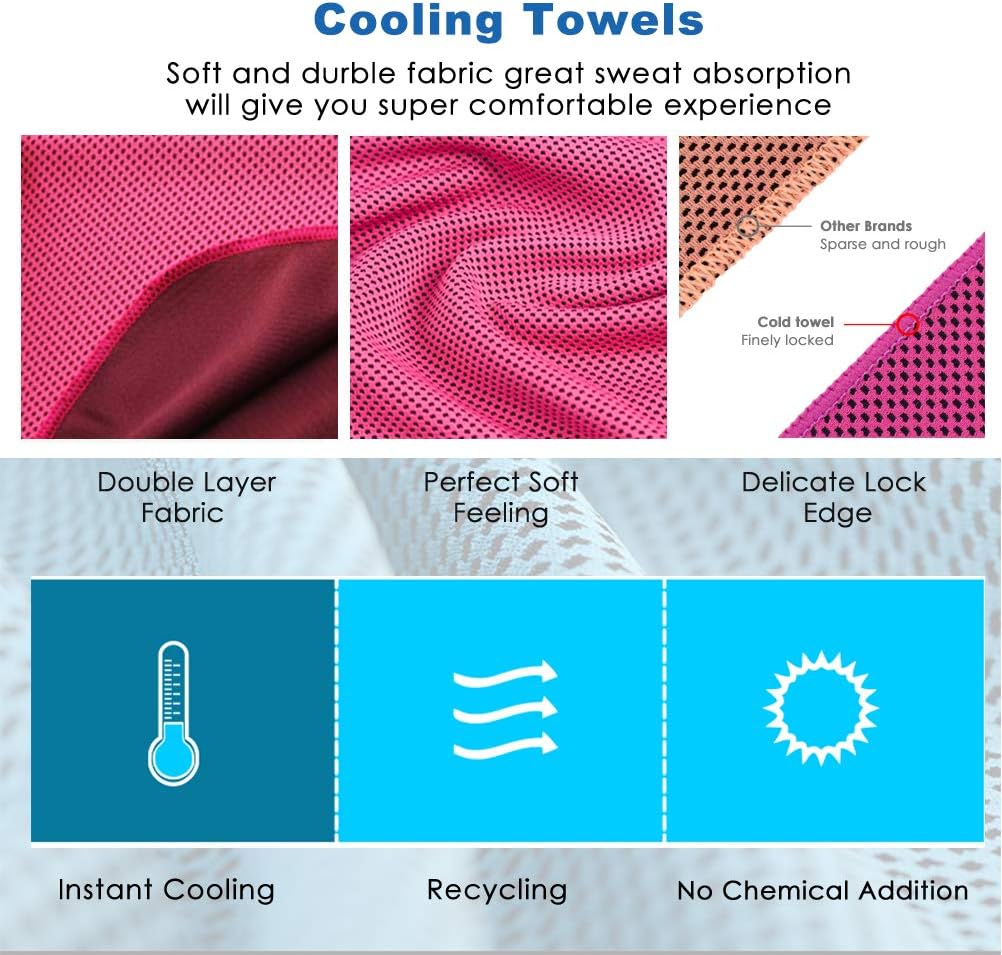 Cooling Towel, Ice Towel, Microfiber Cooling Towels for Neck and Face Athletes, Instant Cooling Chilly Towels -UPF 50+ Cooling Ice Towels for Sports, Workout, Fitness, Gym, Yoga, Camping