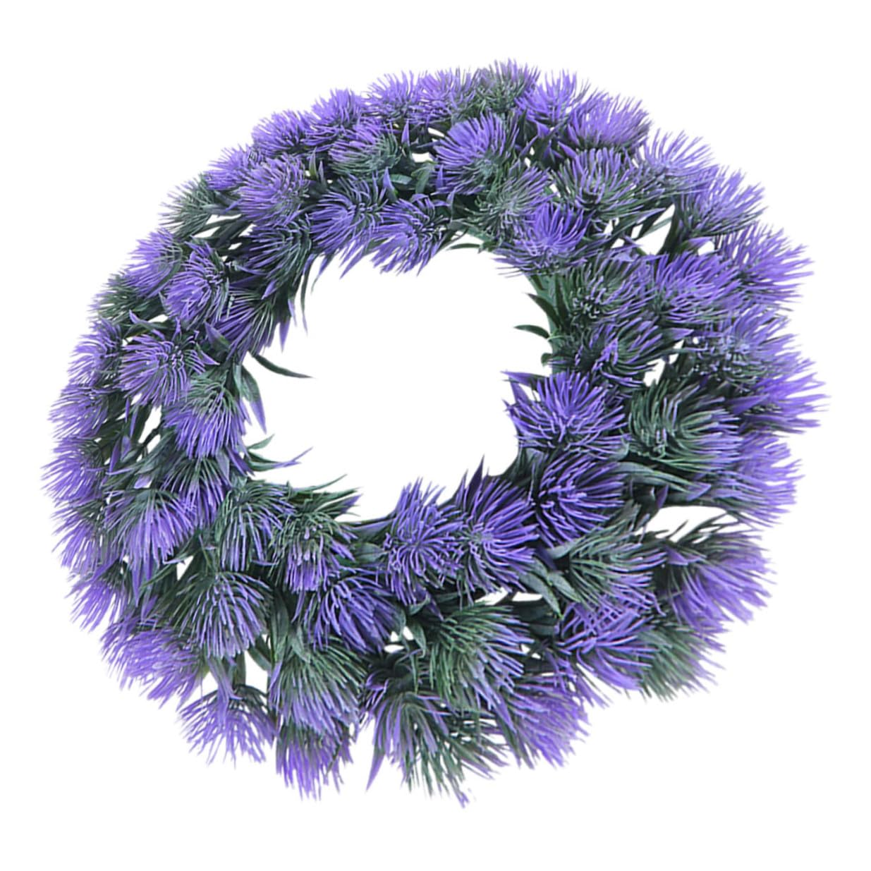 Künstlicher Lavendelkranz Dekorativer Türkranz aus Kunststoff Violett mit UV Schutz Rundes Design Langlebige Deko für Haustür und Festliche Anlässe