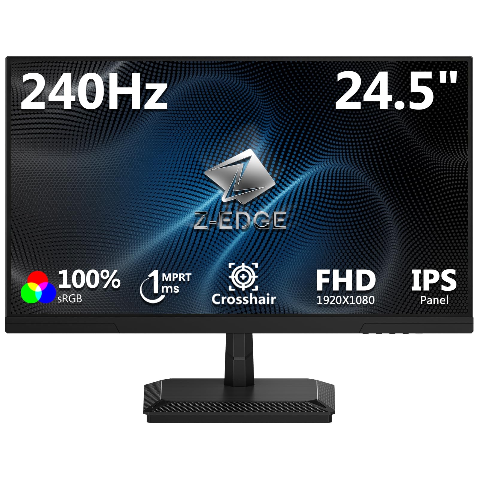 Z-Edge 24,5 Zoll 240Hz Gaming Monitor 1ms MPRT IPS Panel Full HD LED Monitor, 350cd/m² Helligkeit, FreeSync, HDR10, HDMI & DisplayPort, VESA Kompatibel - Schwarz