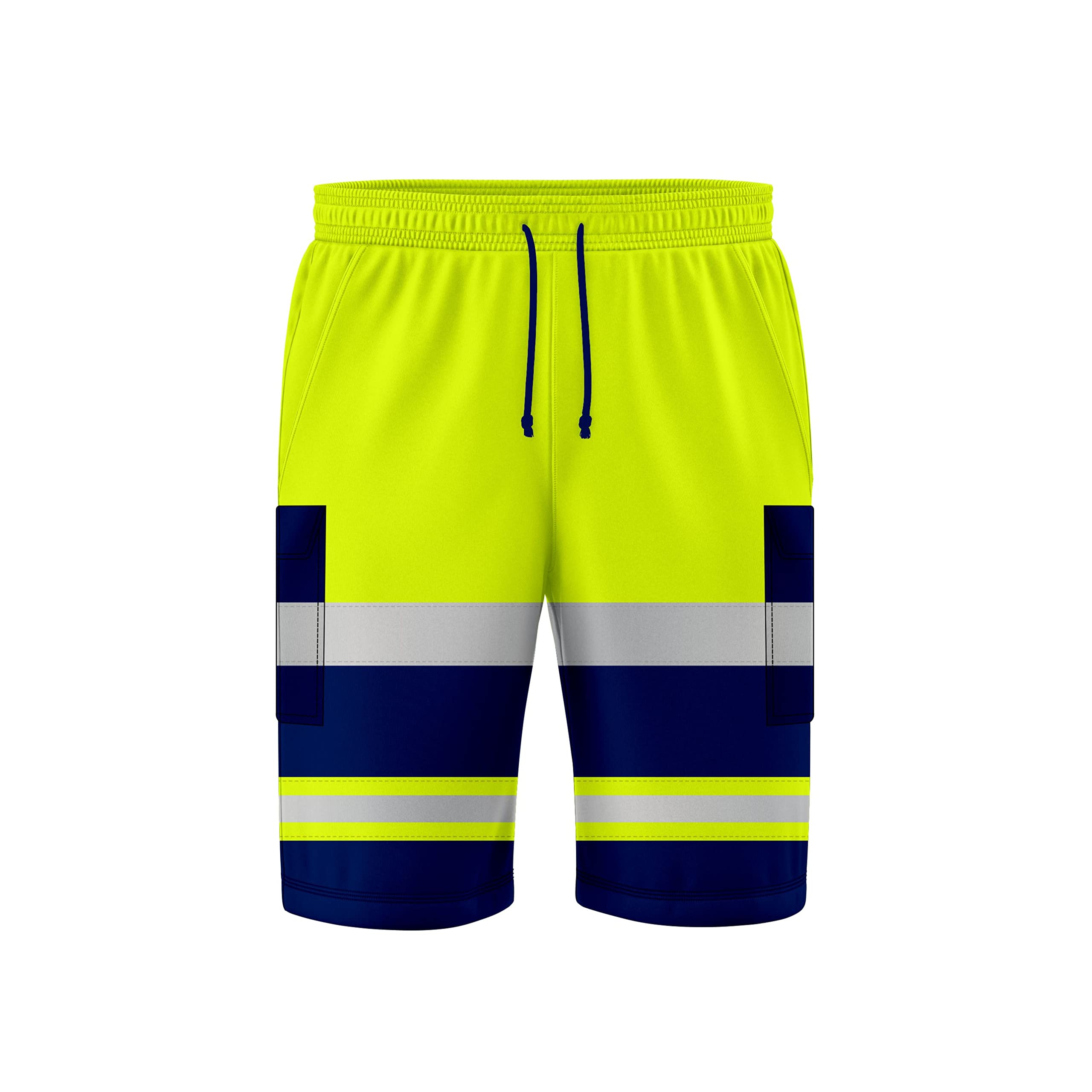 NOROZE Men’s Hi Vis Work Shorts – Reflective High Visibility Cargo Shorts with Multiple Pockets – 3/4 Jogger-Style Utility Bottoms for Construction, Security, Warehouse, Site & Outdoor Use