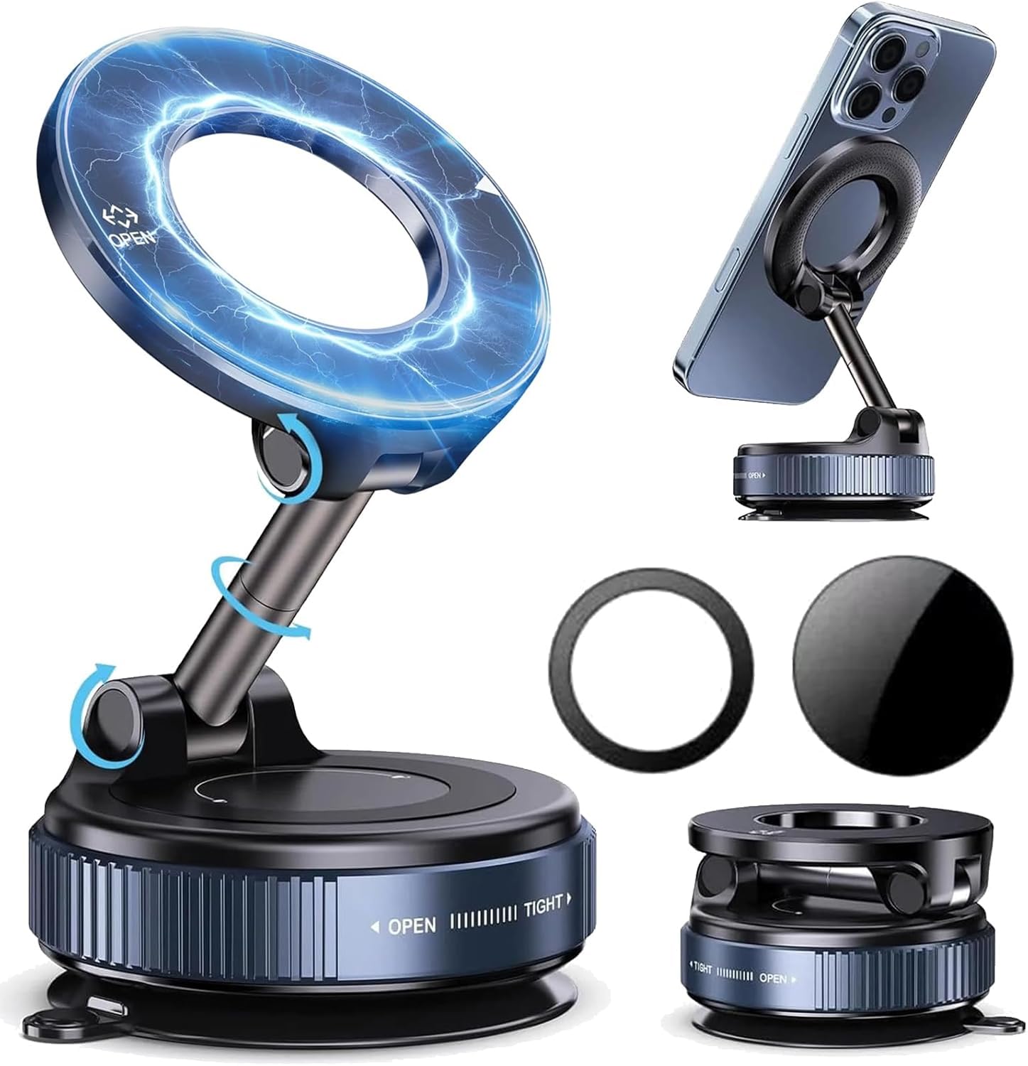 Photo 1 of womkvai 2026 new Upgraded Vacuum Magnetic Car Phone Holder 360° Reinforced Ultra Suction Cup Phone Mount for MagSafe Cell Phone Holders for Your Car/Phone Stand for iPhone, Samsung, All Smartphones