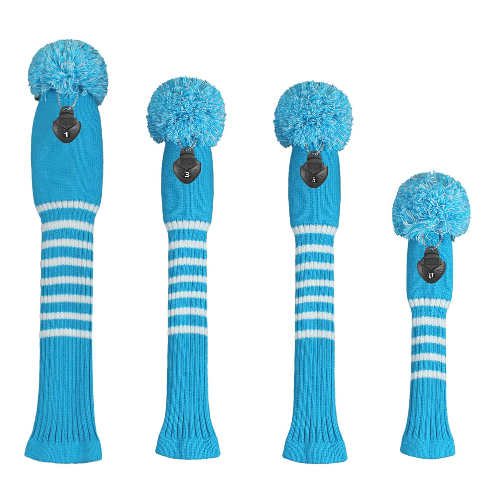 Scott Edward Juego de 4 Fundas de Madera para Cabeza de Conductor (460 CC) Fairways híbrido/UT, Suaves y Gruesas, Atractivas, a Rayas Negras, Rojas y Blancas