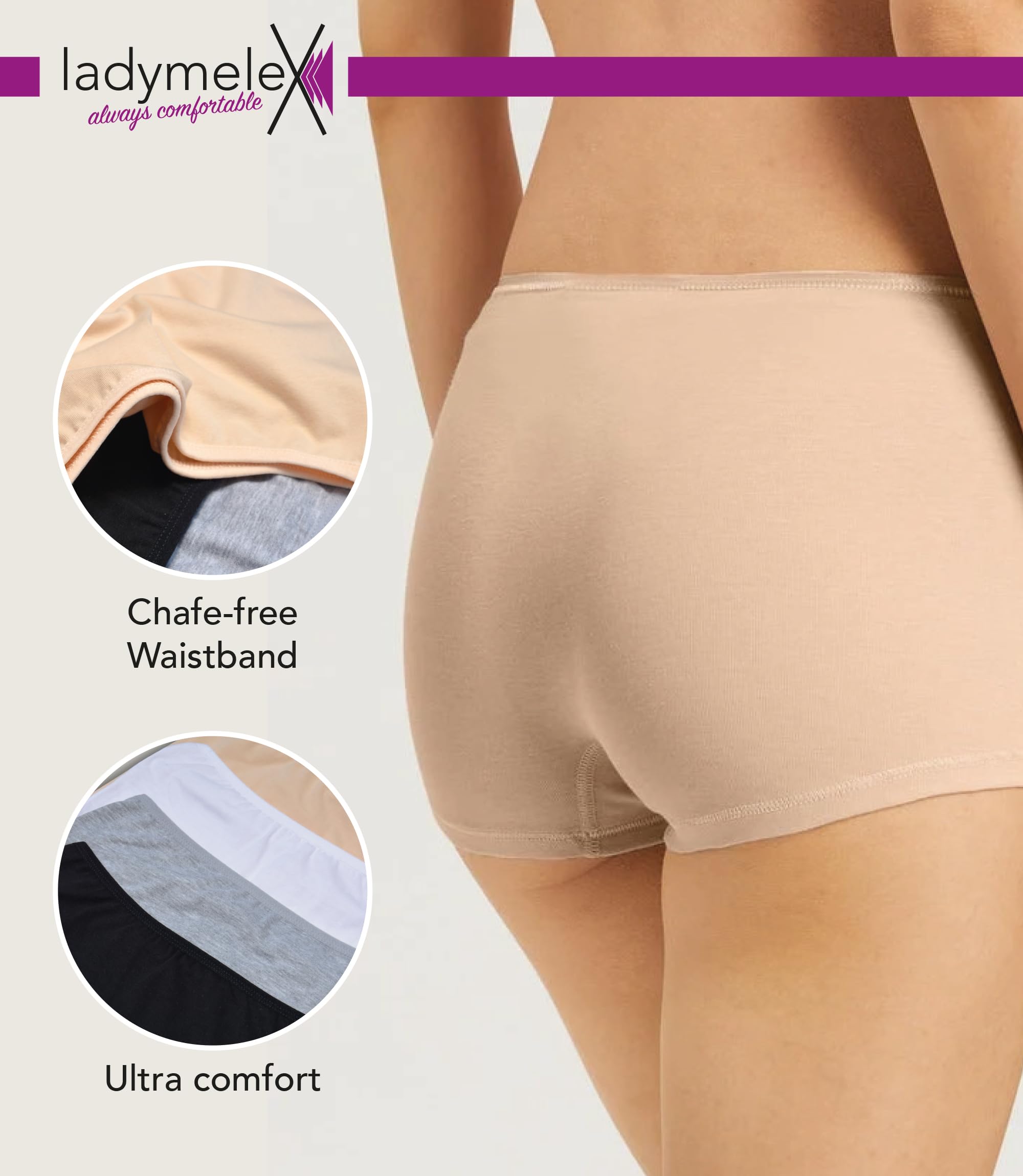 Calzoncillos bóxer de Seguridad algodón para Mujer Paquete de 4