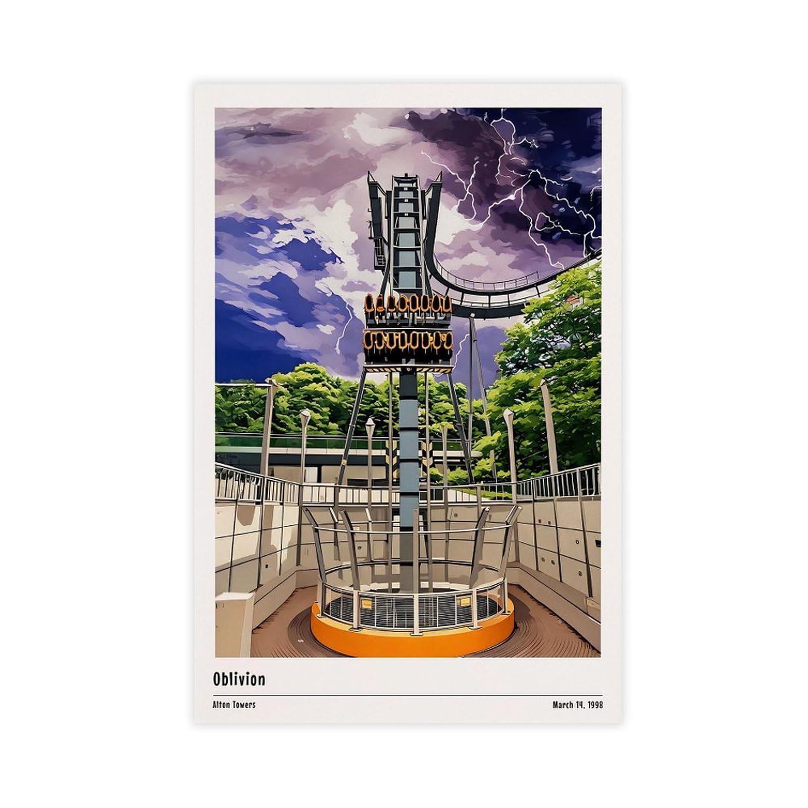 Iyqtaggh Alton Towers Theme Park Art Canvas Poster Wall Art Decor Print Picture Paintings For Living Room Bedroom Decoration 12X18inch(30X45cm)