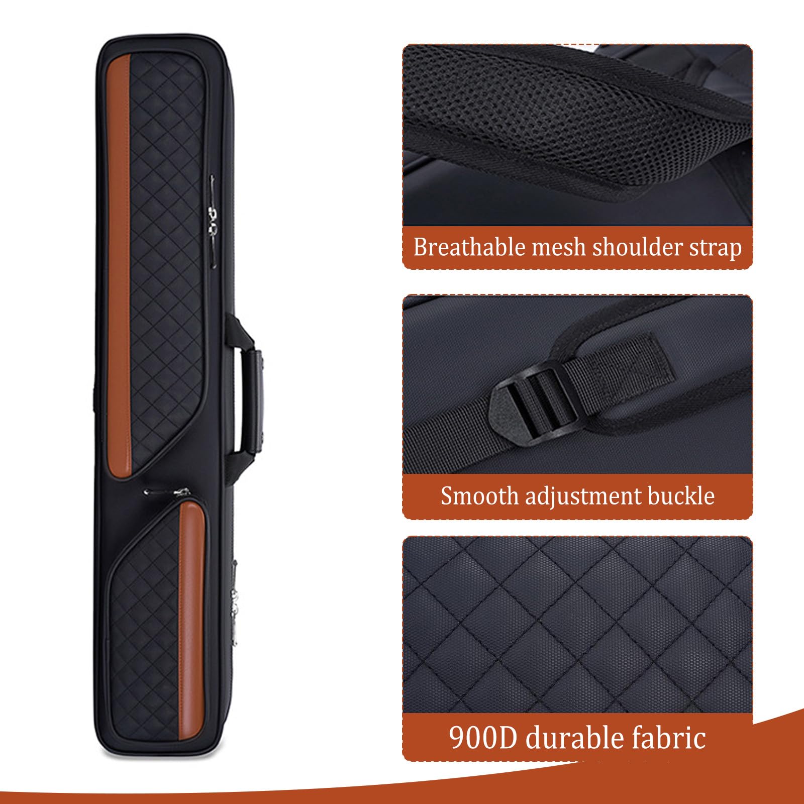 3x4 Billard Queue Tasche Billiard Cue Bag with Handle and Removable Shoulder Strap billard zubehör for up to Bottom and Shafts Queue Tasche 900D Wasserdichte Pool Cue Case Abrieb-und Kratzfest